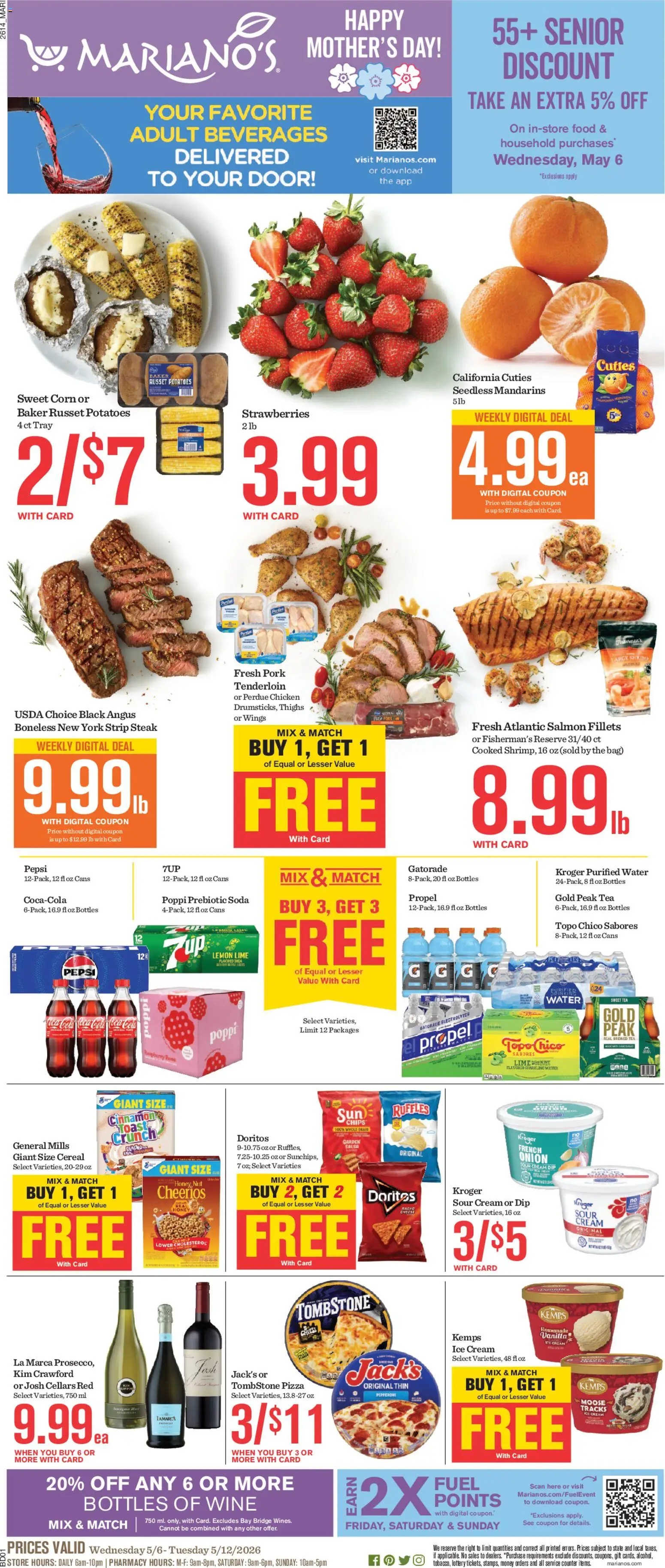 Mariano's Weekly Ad - valid from 06.05.2026 | Page: 1 | Products: Pork, Strawberries, Lime, Onion