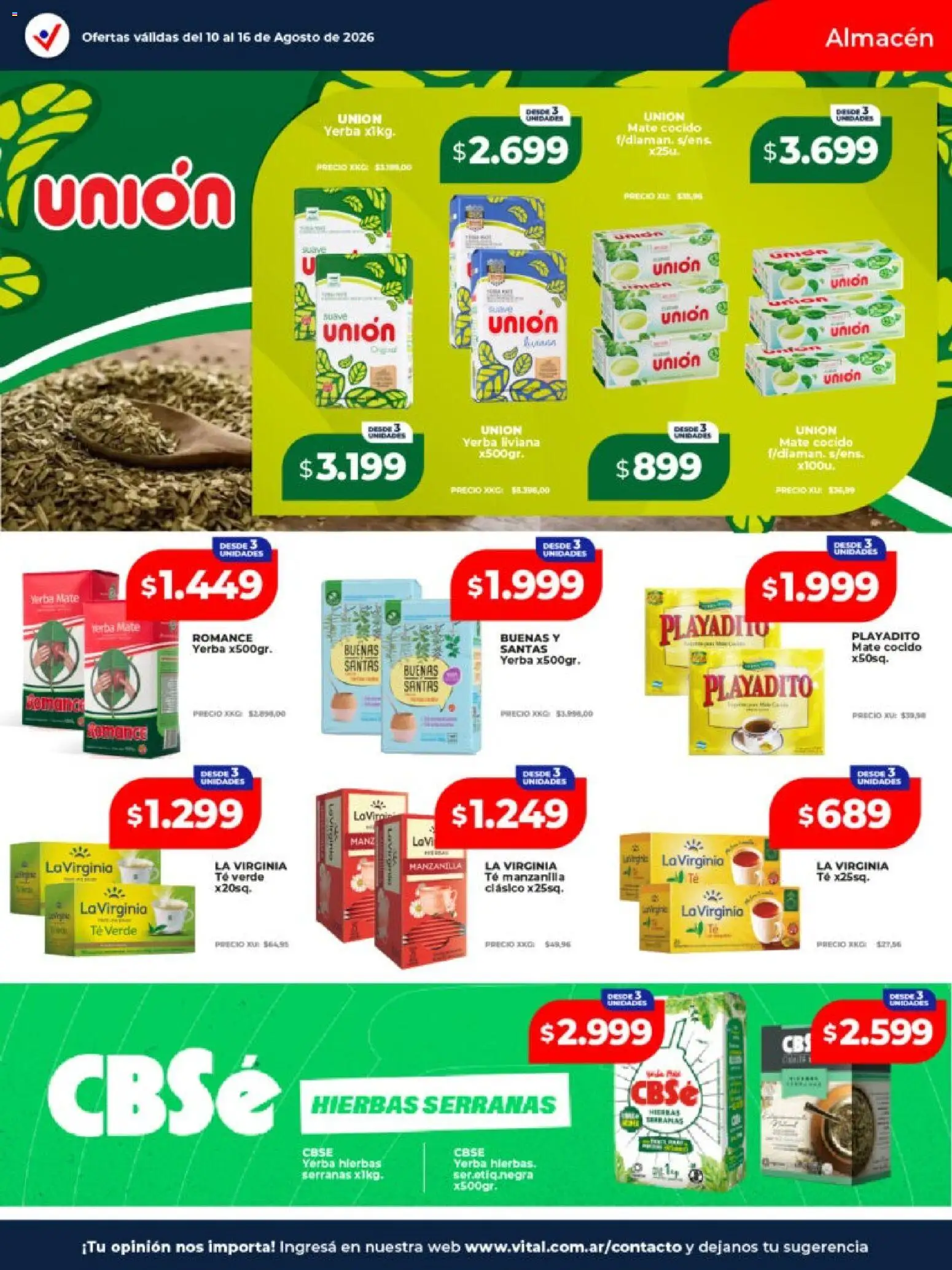 Vital - Ofertas │ válido desde el 10/08/2026 | Página: 20 | Productos: Mate, Té verde, Té, Mate cocido