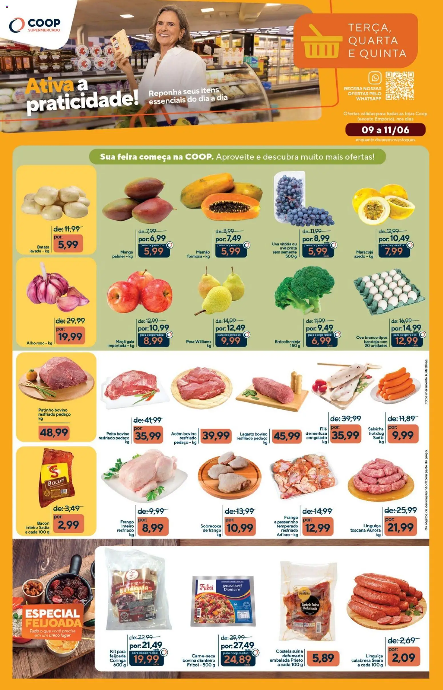 Coop Folheto - válido de 09.06.2026 | Página: 1 | Produtos: Maracujá, Salsicha, Acém, Mamão