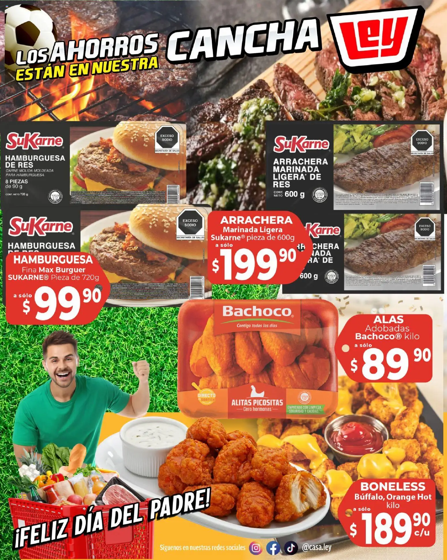 Nuevas ofertas de Casa Ley válidas en toda la República Mexicana desde el 11.06.2026. ¡Encuentra las mejores ofertas en Casa Ley folleto Día del Padre con Con Mundial 2026! | Página: 18 | Productos: Res, Sartén