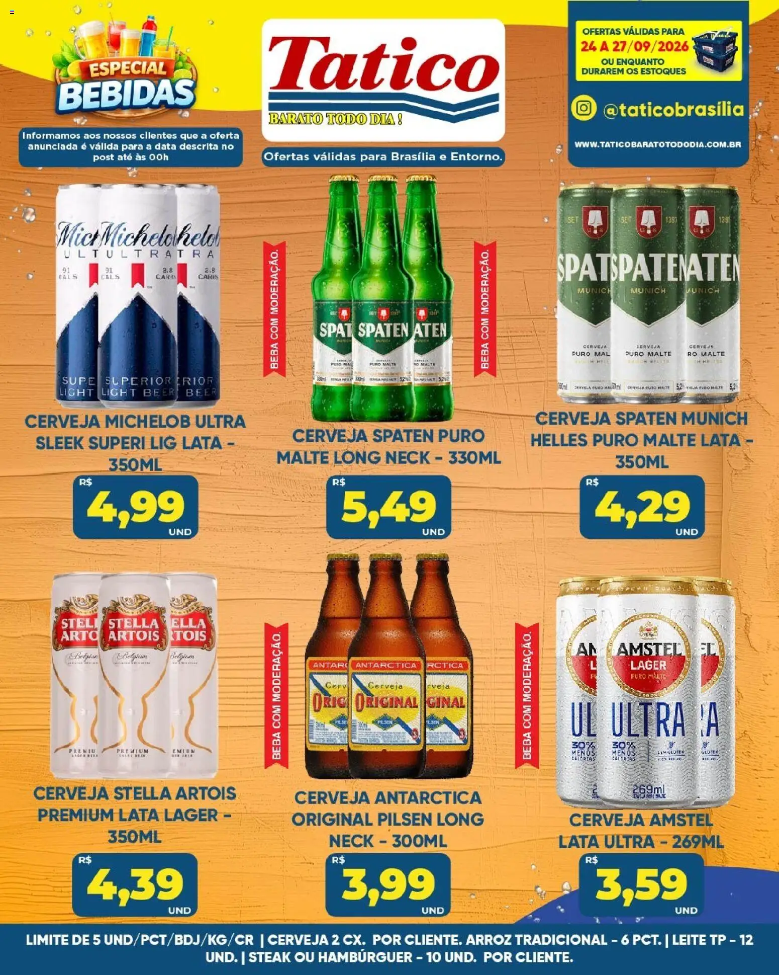 Tatico Folheto - válido de 28/09/2026 | Página: 38 | Produtos: Steak, Cerveja, Arroz, Hambúrguer