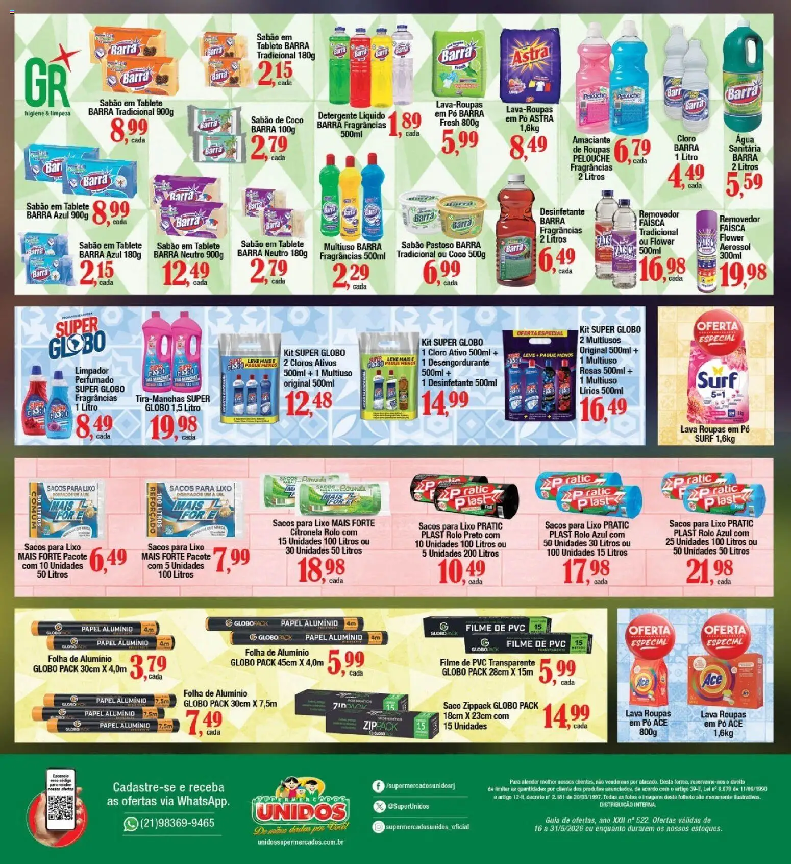 Supermercados Unidos Folheto - válido de 16.05.2026 | Página: 12 | Produtos: Tira manchas, Sabão, Detergente, Roupas