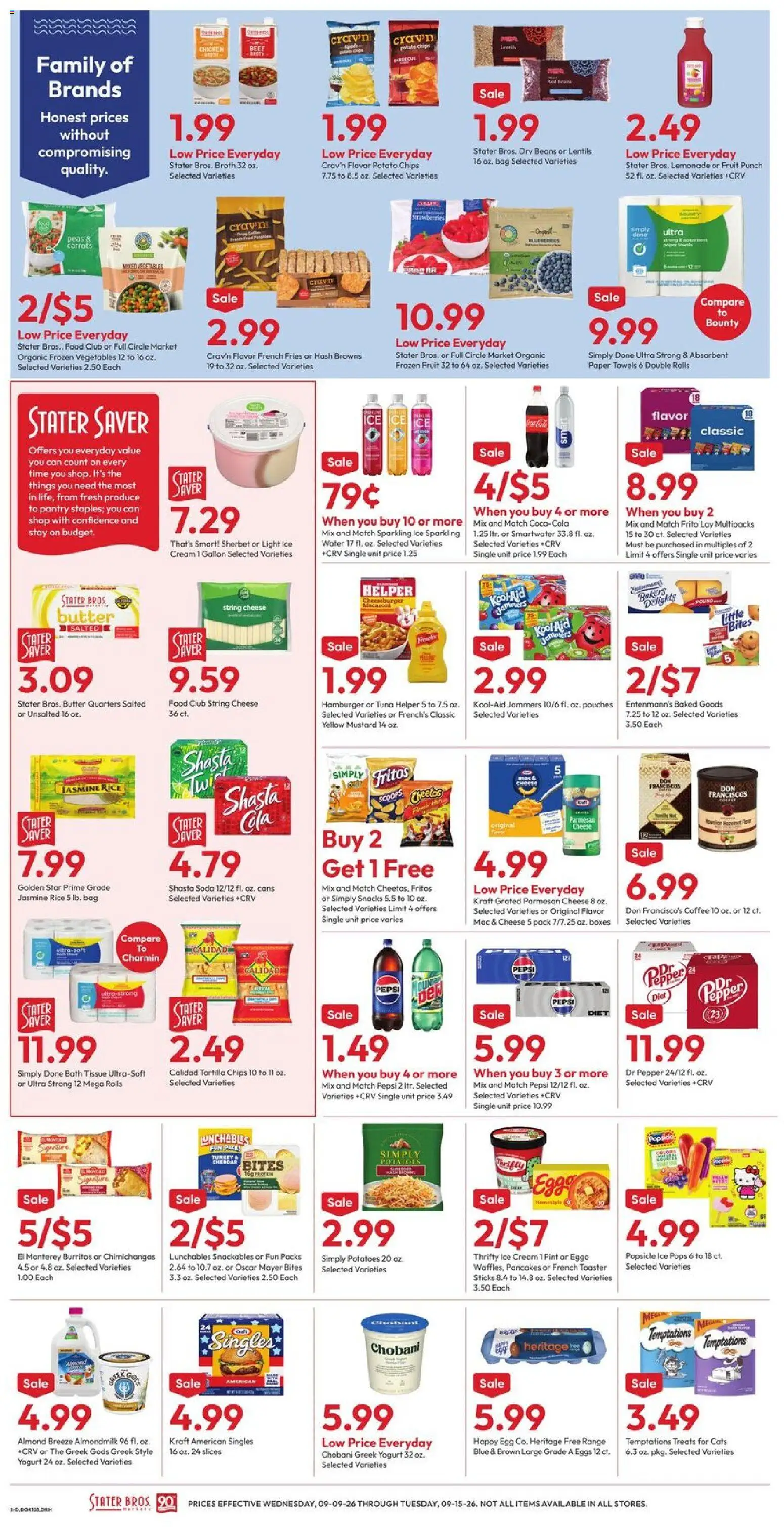 Stater Bros Weekly Ad - valid from 09/09/2026 | Page: 2 | Products: Yogurt, Water, Blueberries, Beans