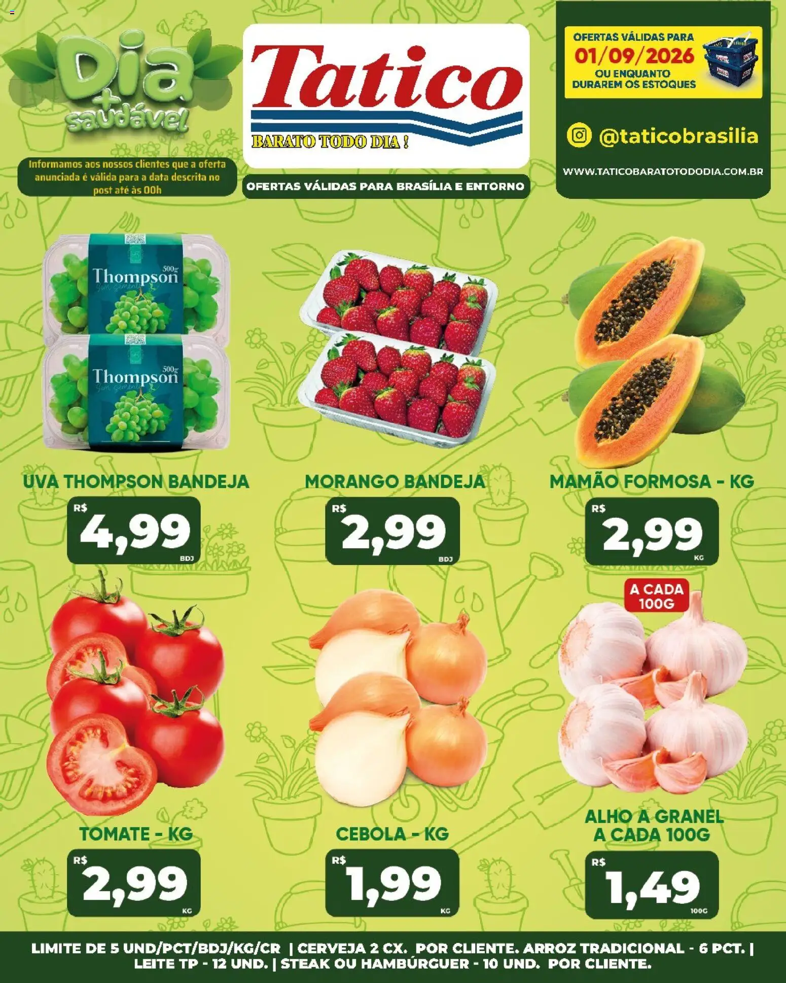 Tatico Folheto - válido de 01/09/2026 | Página: 18 | Produtos: Alho, Cebola, Arroz, Mamão