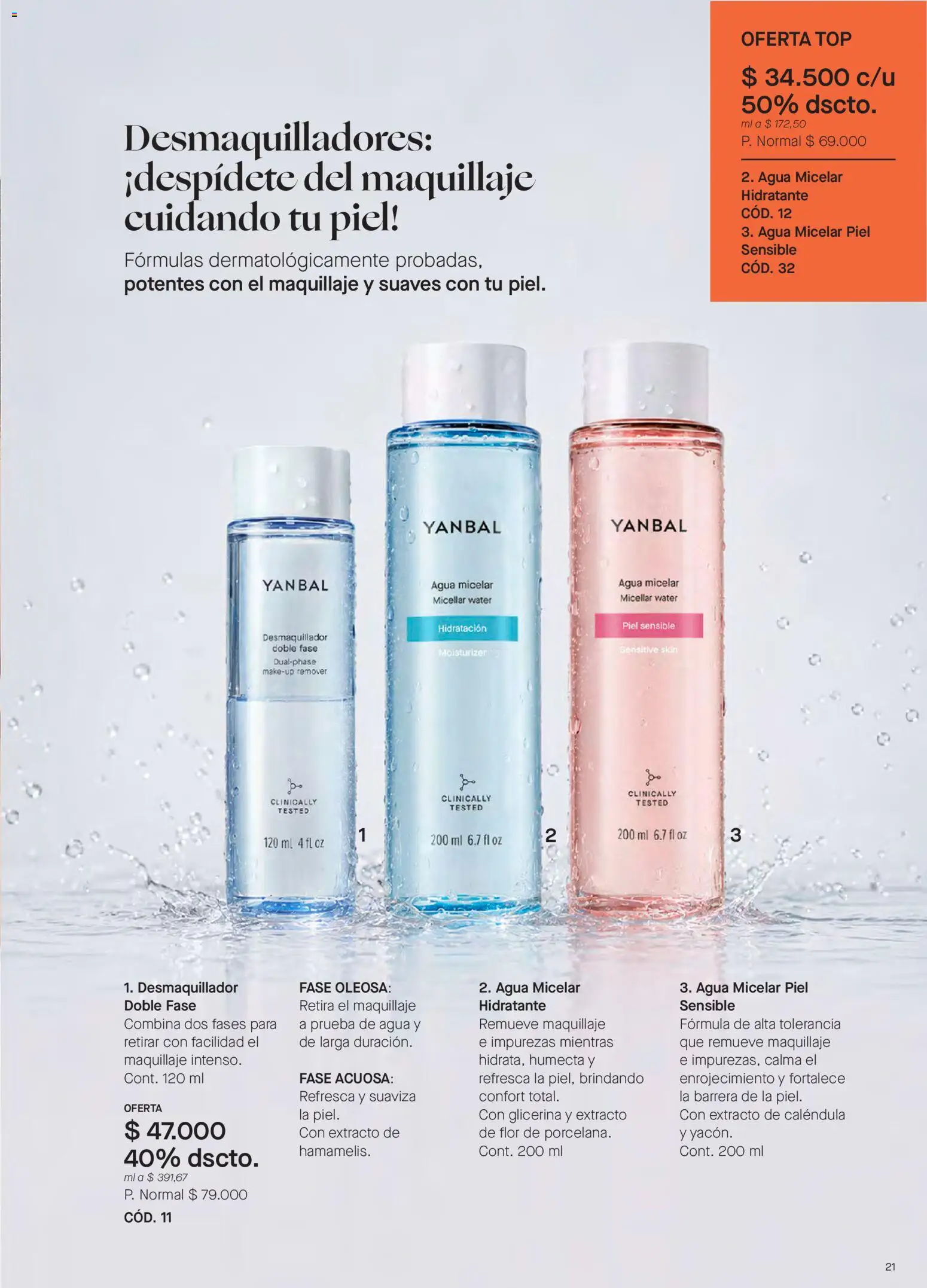 Yanbal revista - valida desde el 10/10/2026 | Página: 21 | Productos: Agua, Agua micelar, Top, Maquillaje