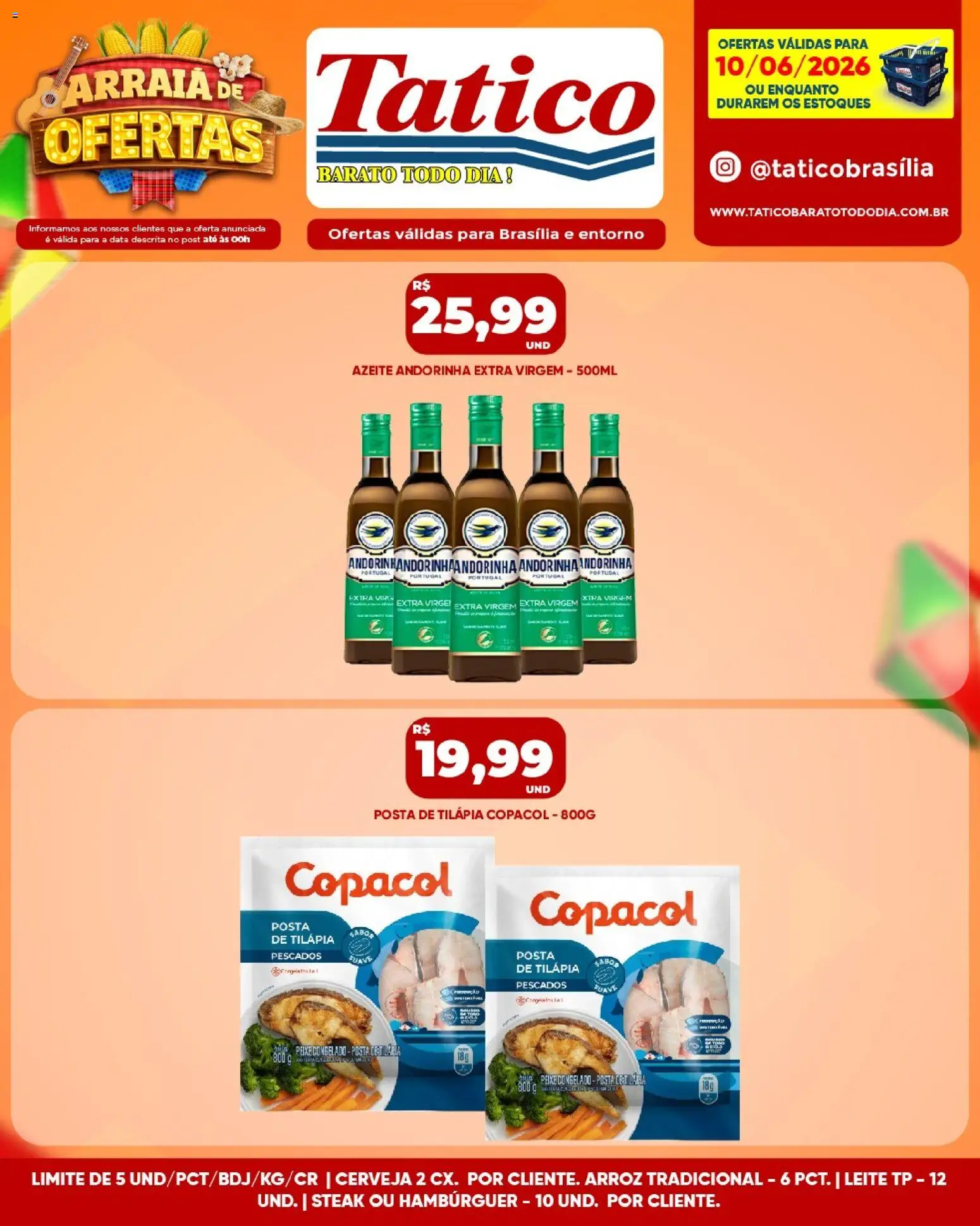 Tatico Folheto - válido de 11.06.2026 | Página: 45 | Produtos: Tilápia, Arroz, Peixe, Azeite