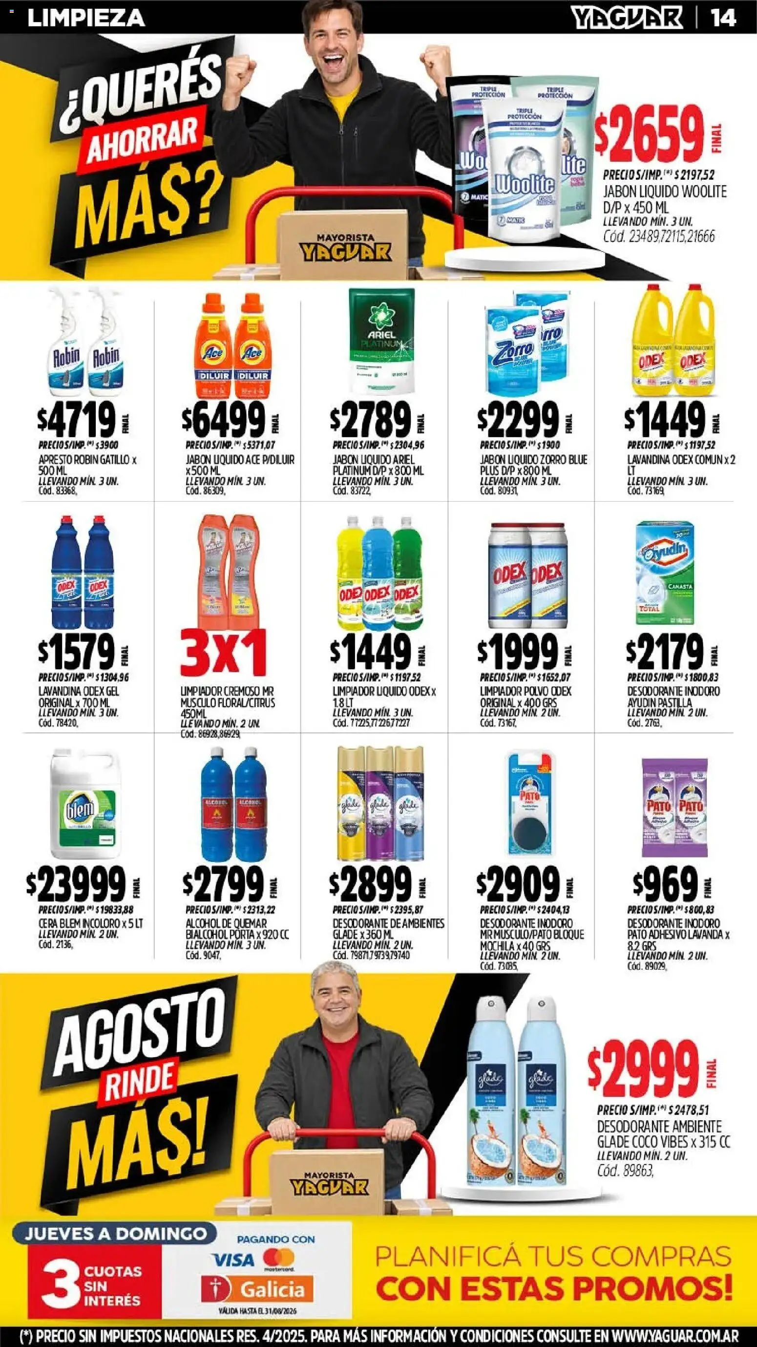Yaguar - Oferta Semanal Mar del Plata │ válido desde el 17/07/2026 | Página: 14 | Productos: Lavandina, Coco, Inodoro, Alcohol