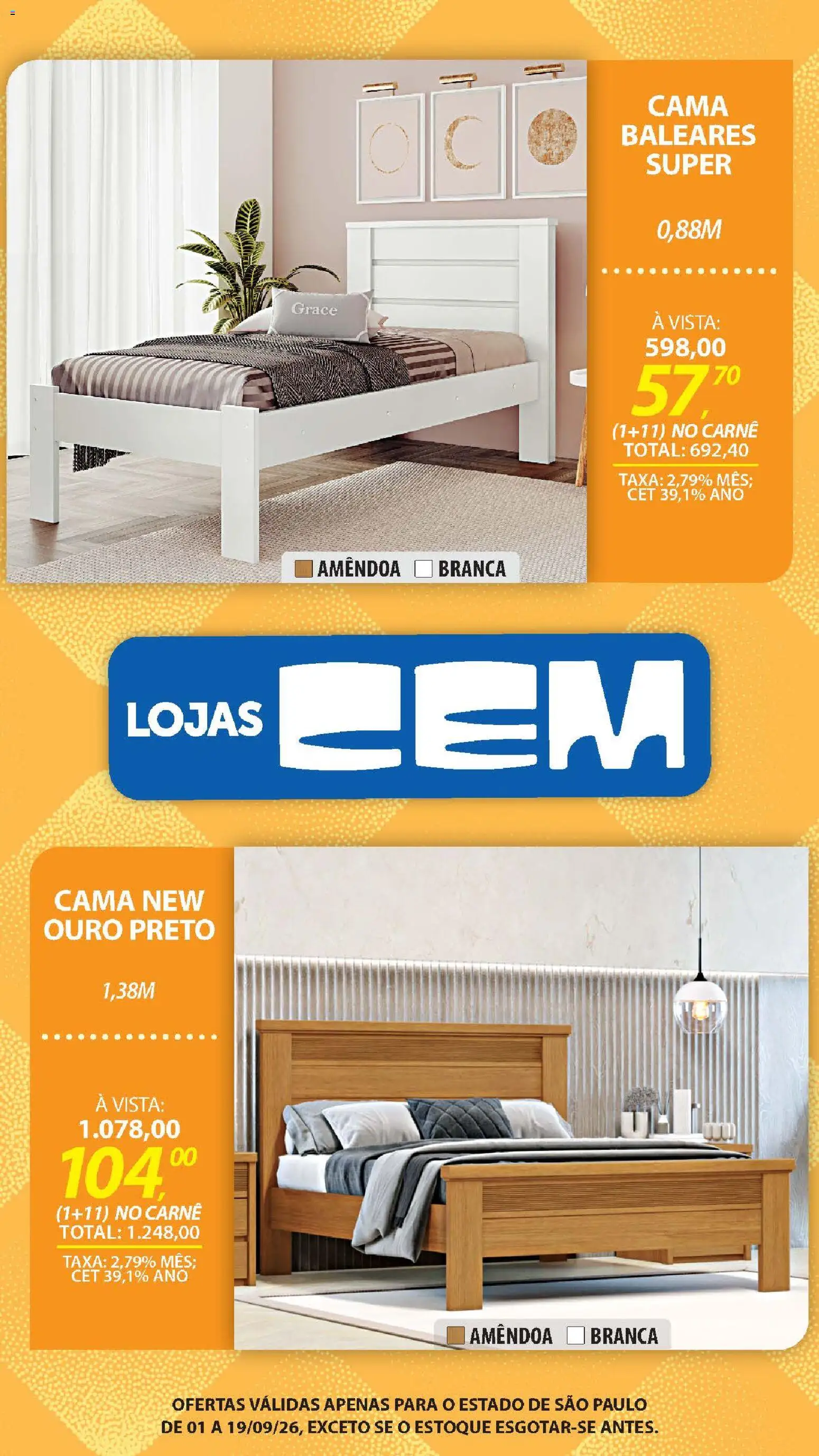Lojas Cem Folheto - válido de 01/09/2026 | Página: 25 | Produtos: Cama, Carne