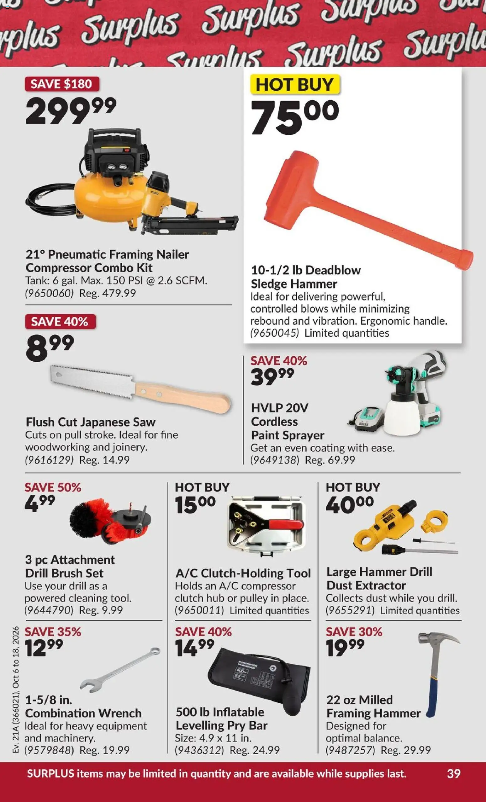 Princess Auto flyer valid from Oct 6, 2026 | Page: 45 | Products: PC, Compressor, Brush