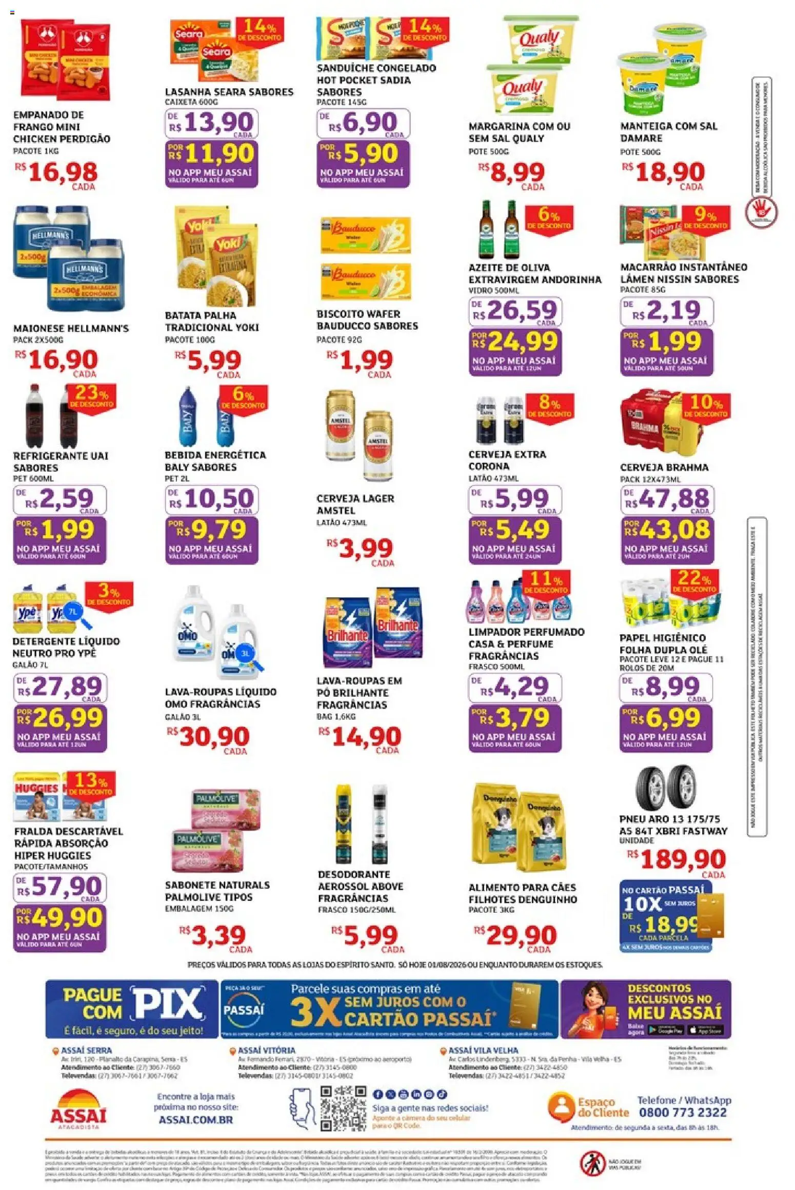 Assaí Atacadista Folheto - válido de 01/08/2026 | Página: 2 | Produtos: Macarrão, Telefone, Sal, Margarina