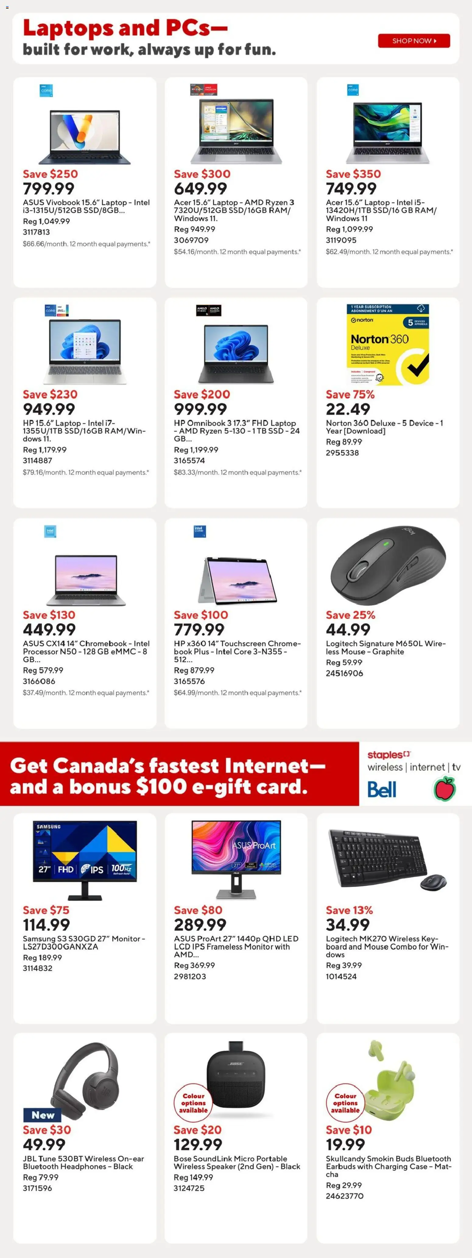 Staples flyer valid from Jul 24, 2026 | Page: 12 | Products: Tv, Headphones, Case, Speaker