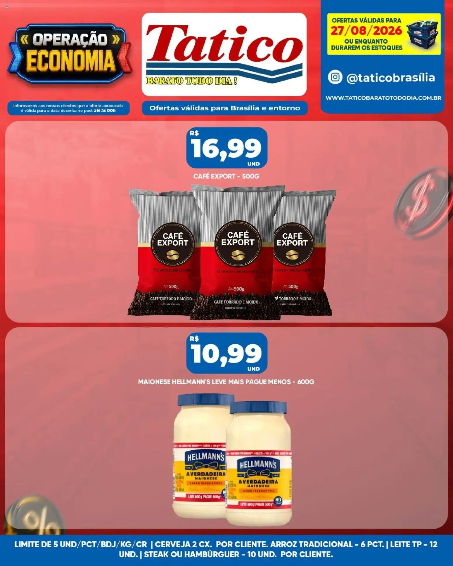 Tatico Folheto - válido de 27/08/2026 | Página: 9 | Produtos: Steak, Arroz, Hambúrguer, Maionese