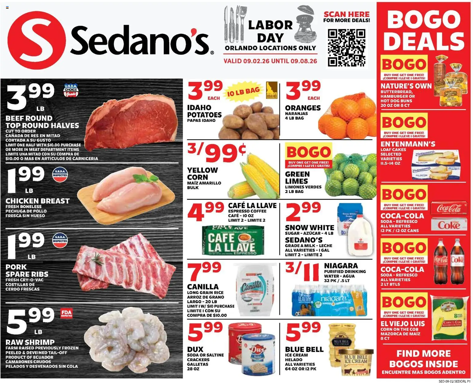 Sedano's Weekly Ad - valid from 09/02/2026 | Page: 1 | Products: Chicken, Hamburger, Sugar, Ice