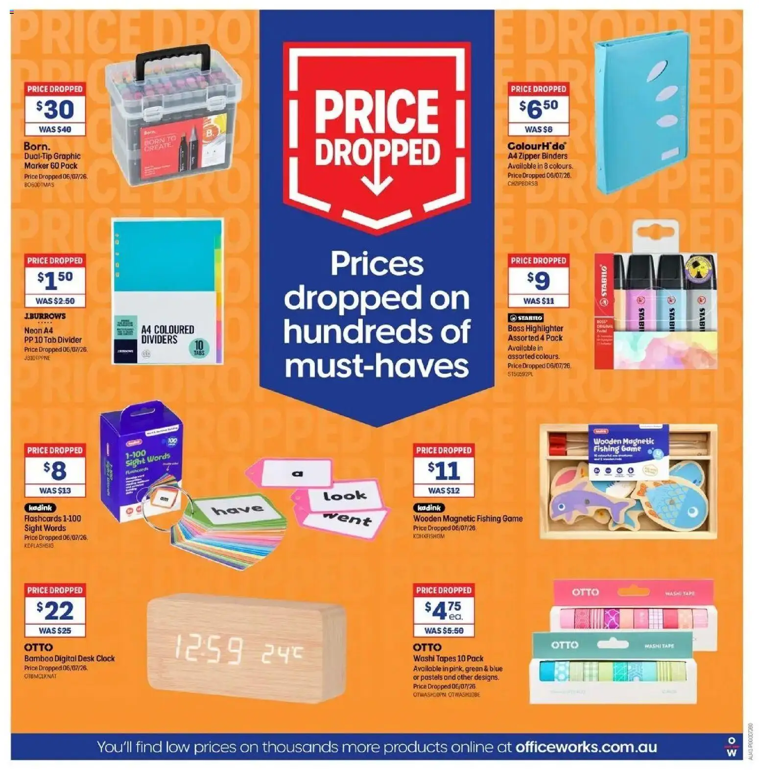 Officeworks catalogue - valid from 12/07/2026 | Page: 16 | Products: Desk, Highlighter, Clock, Digital