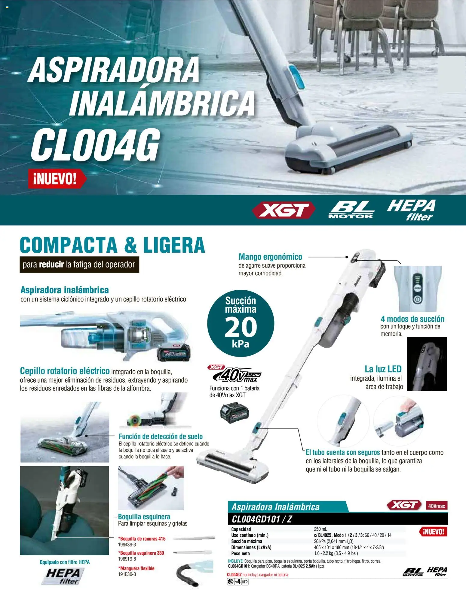 Nuevas ofertas de Makita válidas en toda la República Mexicana desde el 01/12/2025. ¡Encuentra las mejores ofertas en Makita catálogo Aspiradoras! | Página: 24 | Productos: Cepillo, Flexible, Batería, Filtro HEPA
