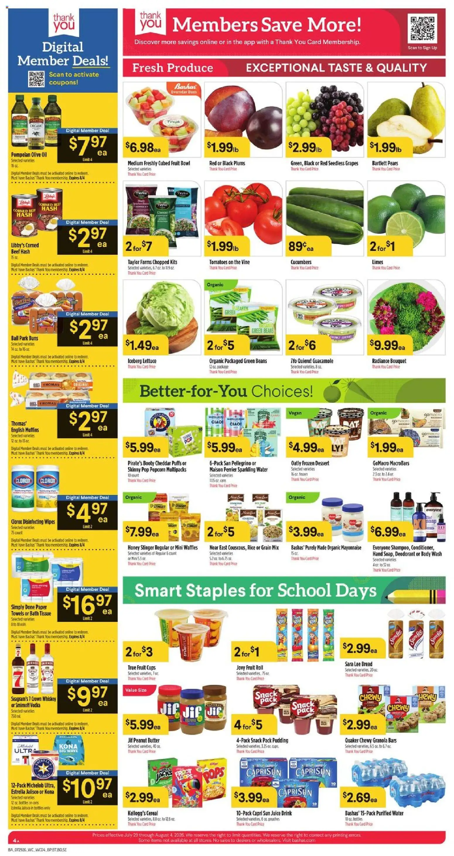 Basha's Weekly Ad - valid from 07/29/2026 | Page: 4 | Products: Juice, Soap, Tomatoes, Grapes