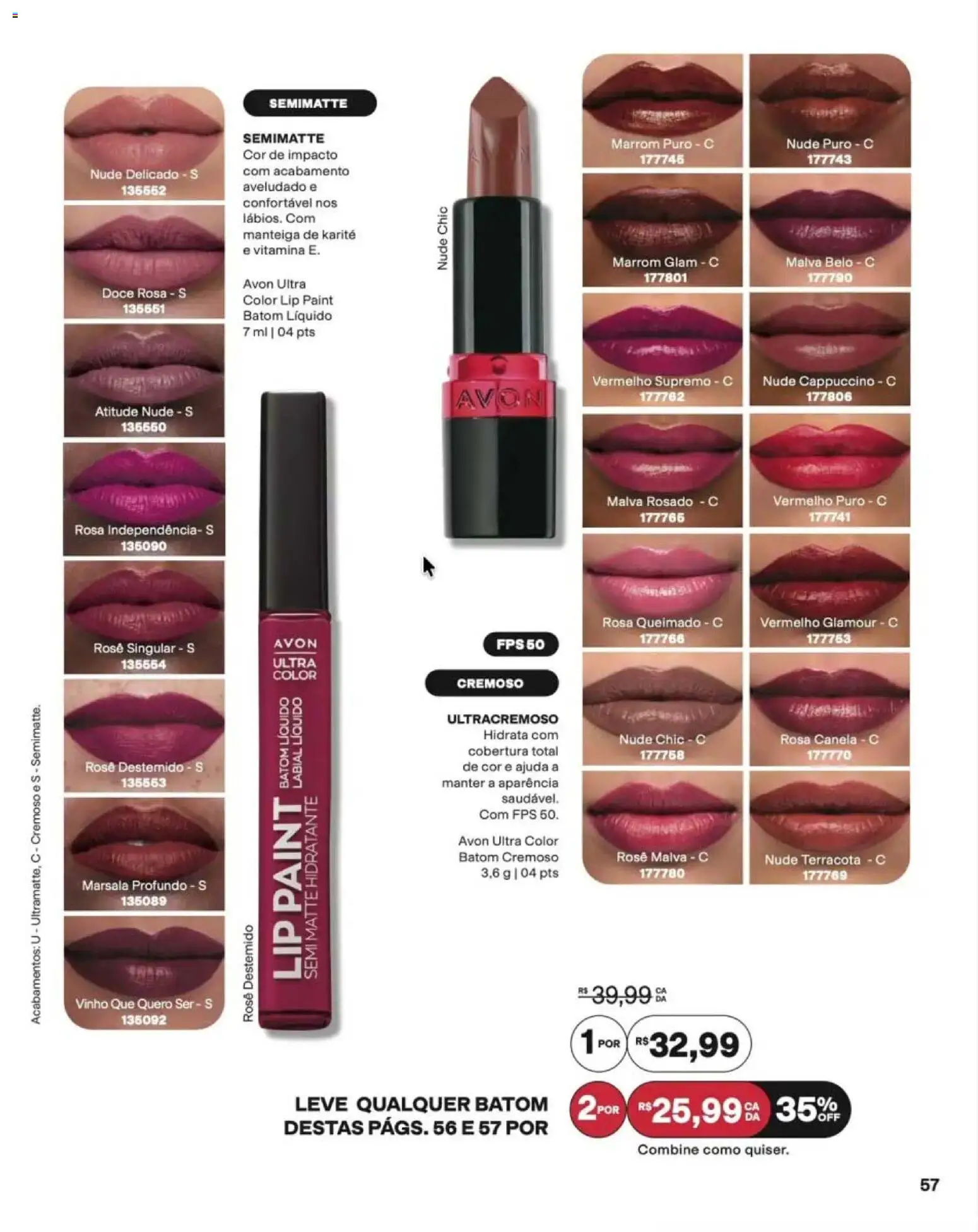 Avon Folheto - válido de 12/10/2026 | Página: 57 | Produtos: Batom, Manteiga de karité, Cappuccino, Manteiga