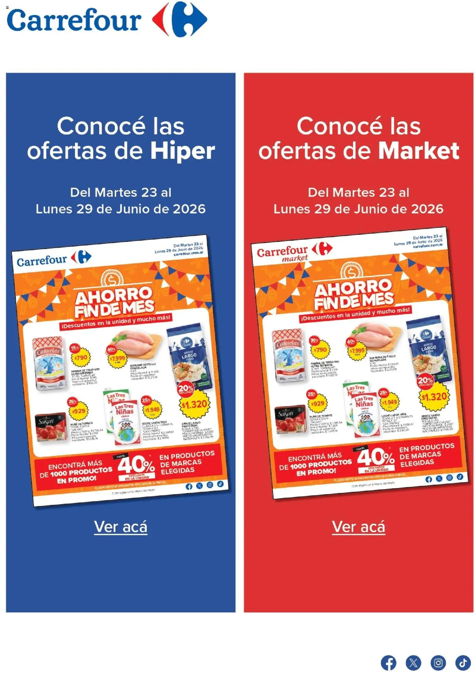 Carrefour ofertas │ válido desde el 23/06/2026 | Página: 1 | Productos: Pollo, Toldo, Pure de Tomate, Arroz