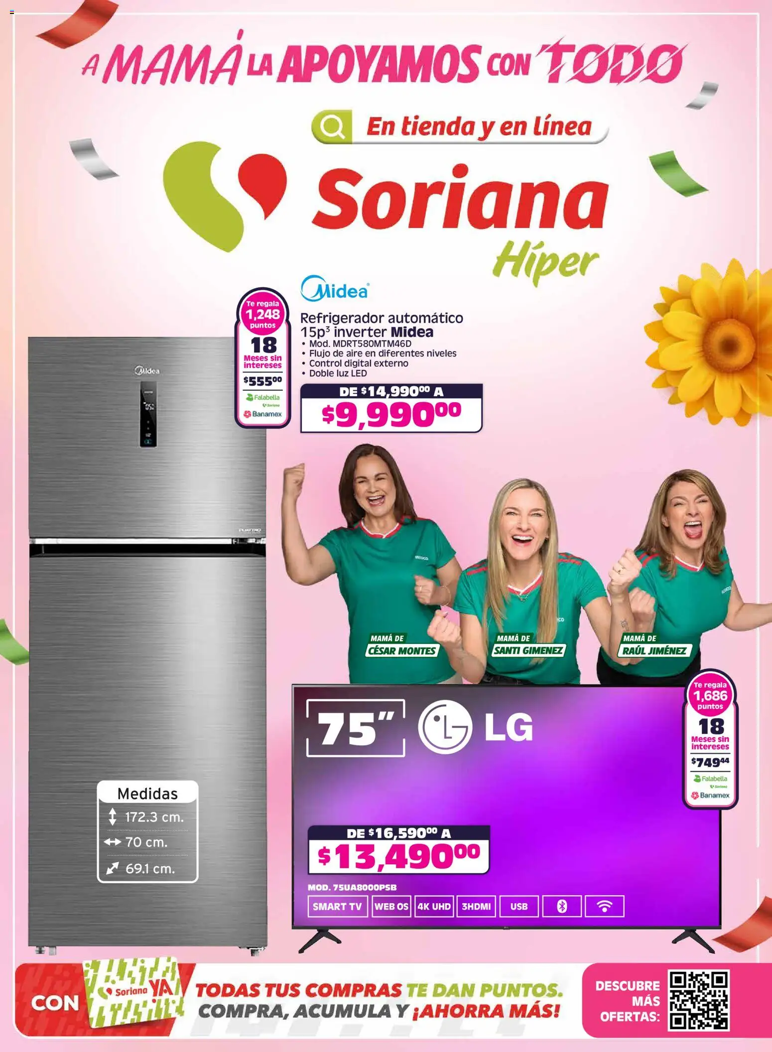 Nuevas ofertas de Soriana válidas en toda la República Mexicana desde el 30.04.2026. ¡Encuentra las mejores ofertas en Soriana folleto! | Página: 1 | Productos: Refrigerador, Té