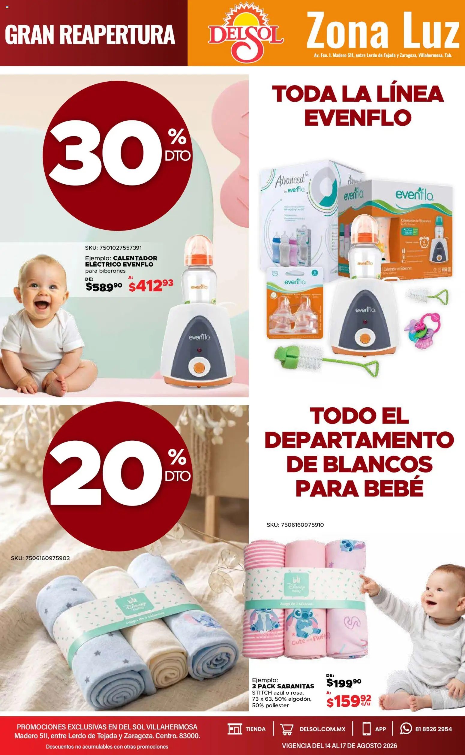 Nuevas ofertas de Del Sol y Woolworth válidas en toda la República Mexicana desde el 14/08/2026. ¡Encuentra las mejores ofertas en Del Sol y Woolworth katalog 4 Días de Grandes Promociones! | Página: 26 | Productos: Sabanas, Biberones