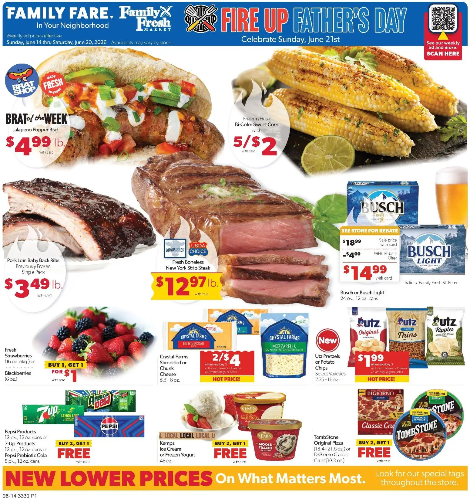 Family Fare Weekly Ad - MN - valid from 14.06.2026 | Page: 1 | Products: Yogurt, Pizza, Pork, Chips