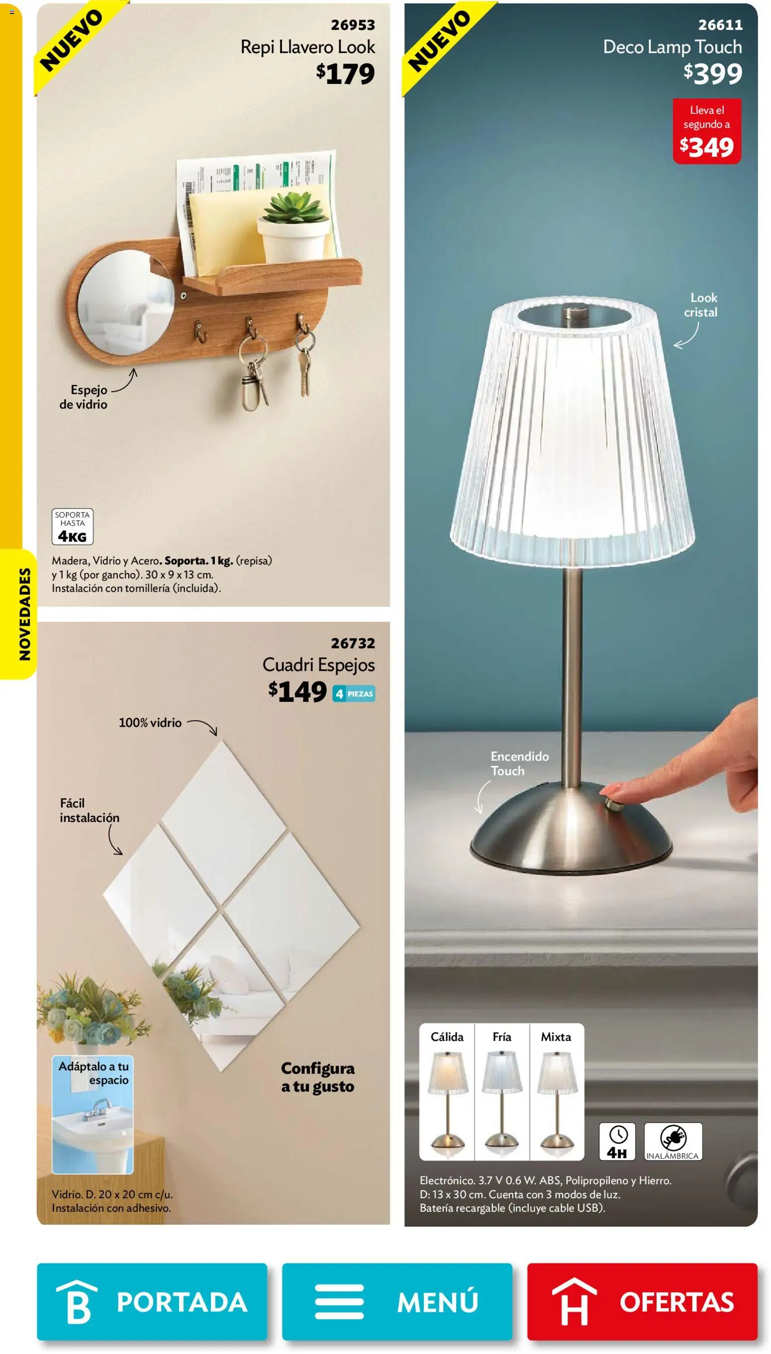 Nuevas ofertas de Betterware válidas en toda la República Mexicana desde el 31/08/2026. ¡Encuentra las mejores ofertas en Betterware campaña 9 2026! | Página: 70 | Productos: Repisa, Cable, Batería, Espejo