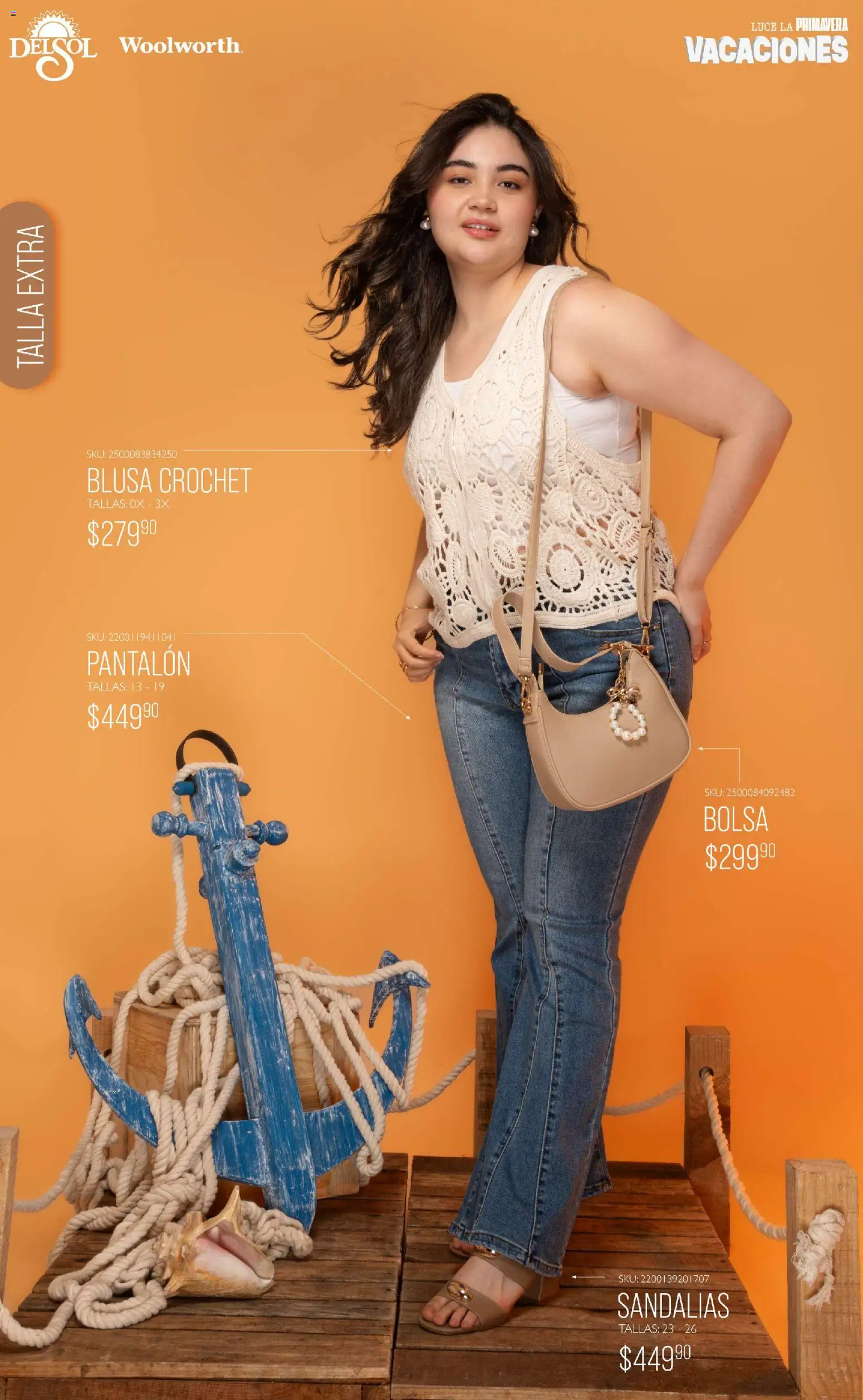 Nuevas ofertas de Del Sol y Woolworth válidas en toda la República Mexicana desde el 19.03.2026. ¡Encuentra las mejores ofertas en Del Sol y Woolworth catálogo Vacaciones 2026 ! | Página: 10 | Productos: Blusa, Bolsa, Sandalias