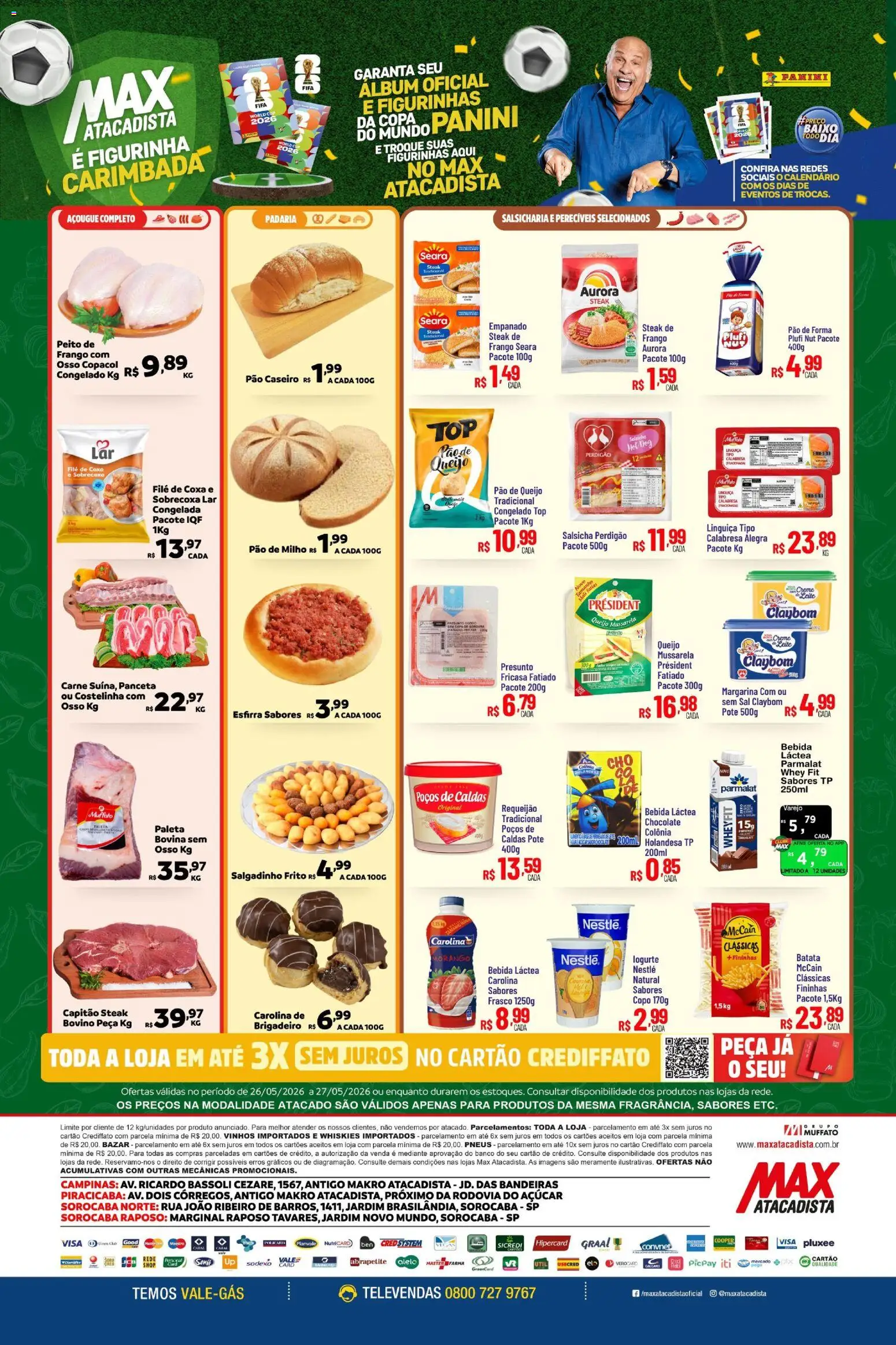 Max Atacadista Folheto - válido de 26.05.2026 | Página: 2 | Produtos: Pão, Chocolate, Copa, Mussarela
