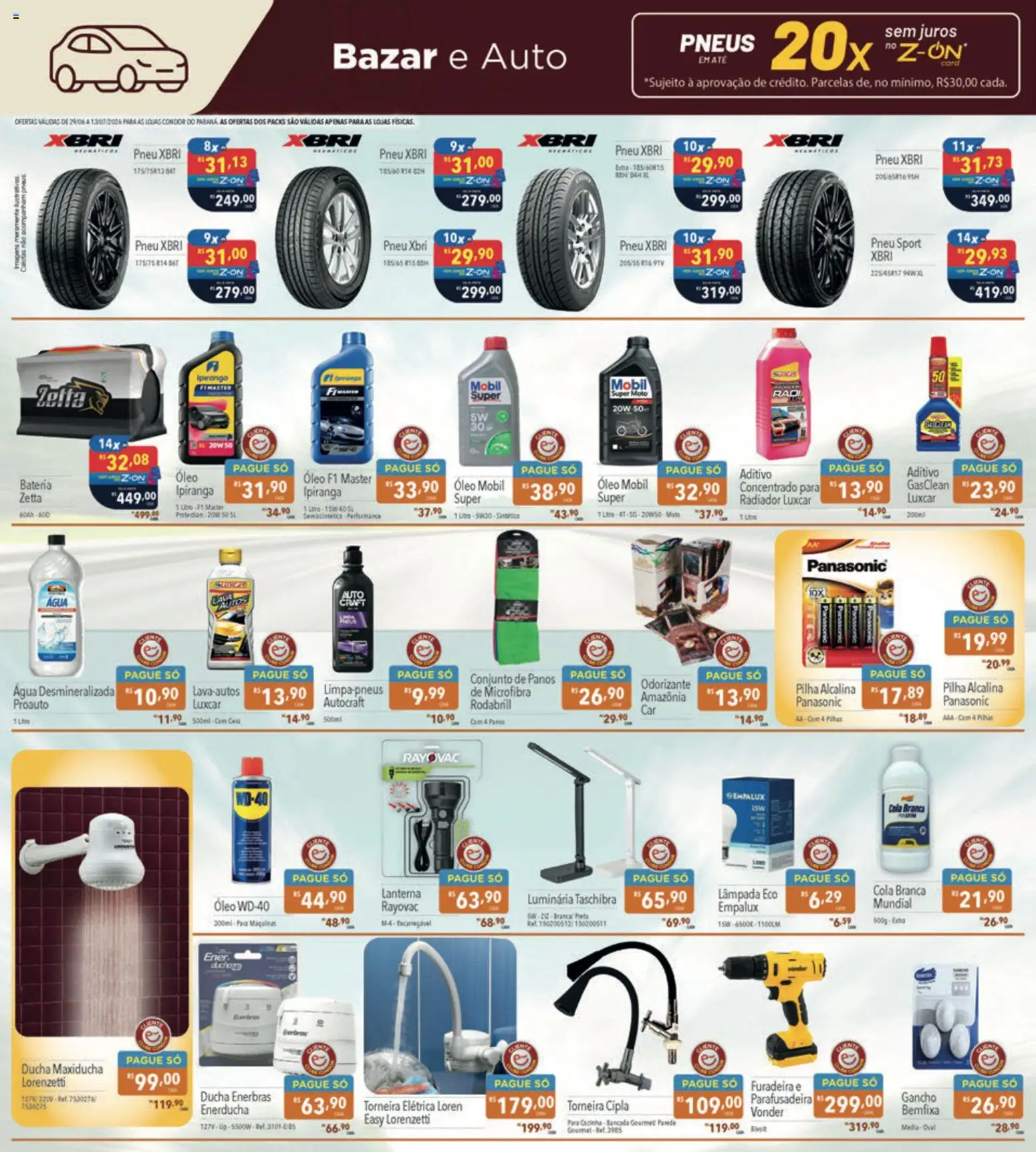 Supermercados Condor Folheto - válido de 29/06/2026 | Página: 29 | Produtos: Pneu, Lanterna, Radiador, Torneira