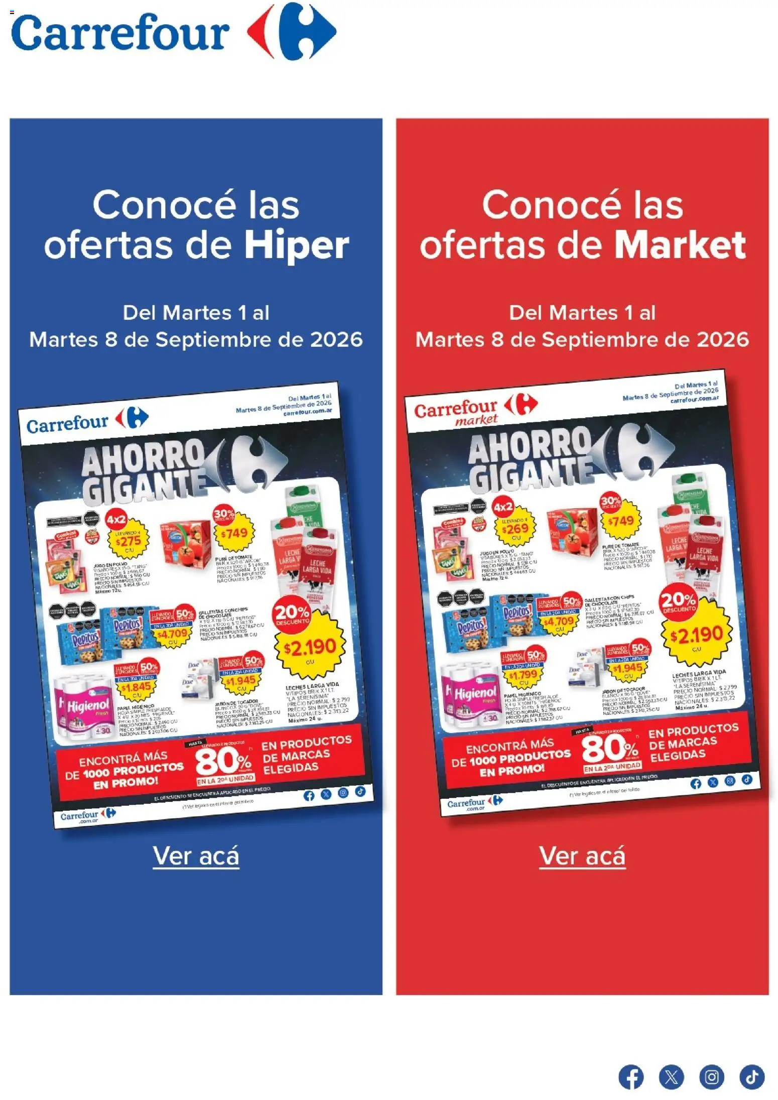 Carrefour - Ofertas │ válido desde el 01/09/2026 | Página: 1 | Productos: Papel higiénico, Jabón, Pure de Tomate, Jugo