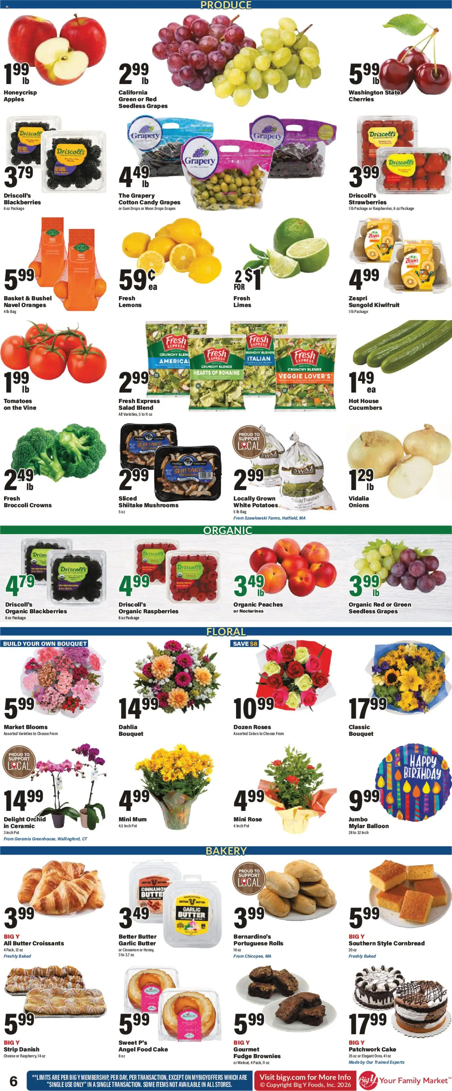 Big Y Weekly Ad - valid from 08/13/2026 | Page: 9 | Products: Cherries, Nectarines, Cake, Grapes