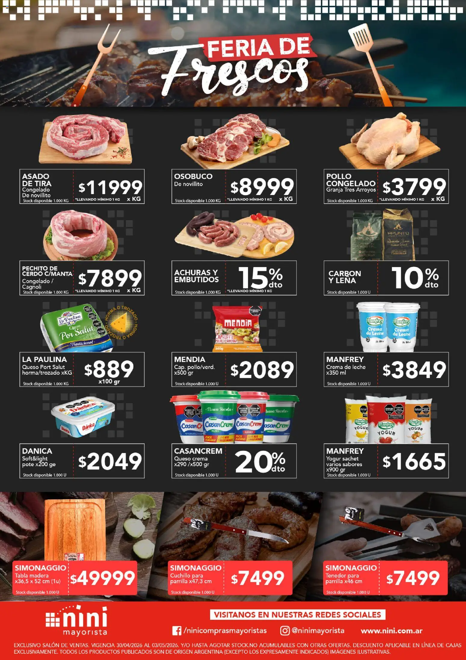 NINI Mayorista ofertas JUEVES A DOMINGO │ válido desde el 30.04.2026 | Página: 2 | Productos: Pollo, Leche, Queso, Cerdo