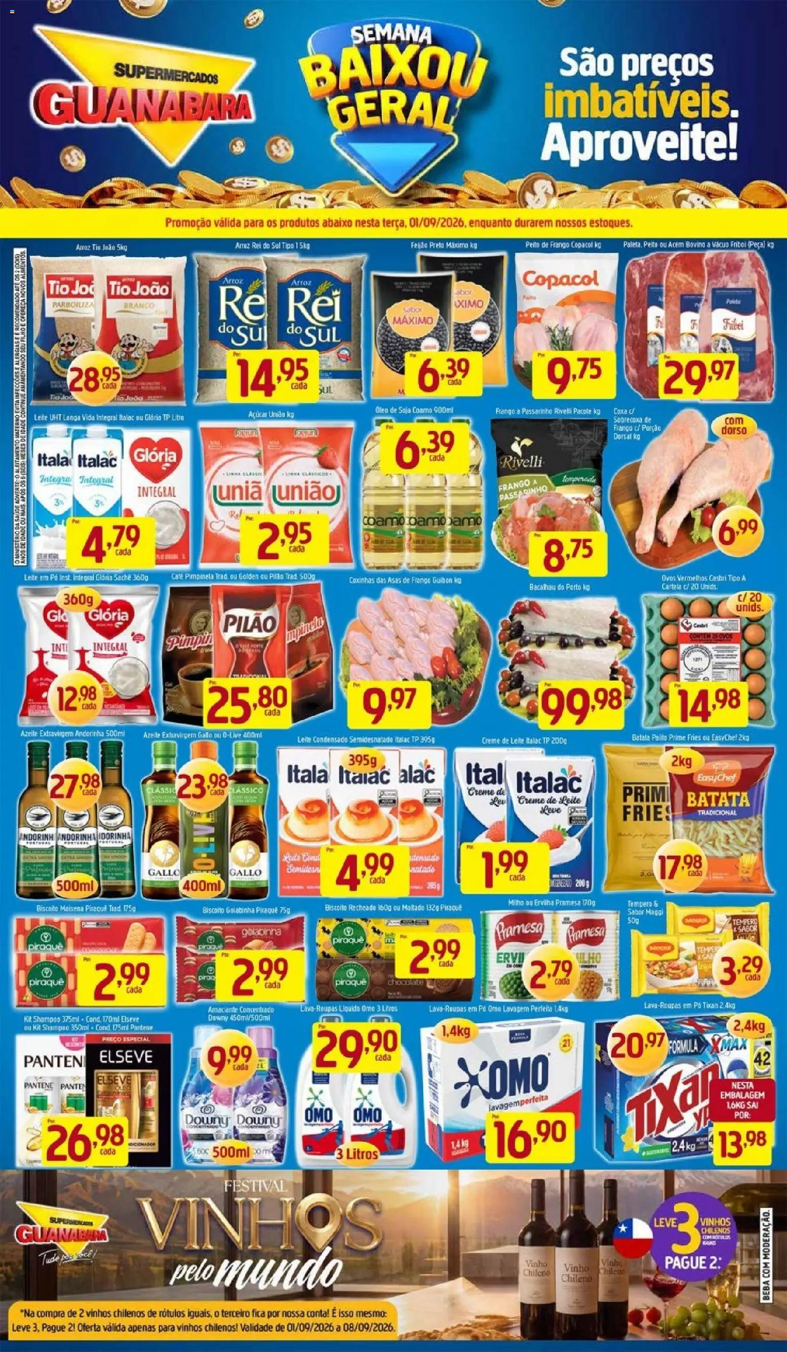 Supermercados Guanabara Folheto - válido de 01/09/2026 | Página: 1 | Produtos: Biscoito, Elásticos, Arroz, Alimentos