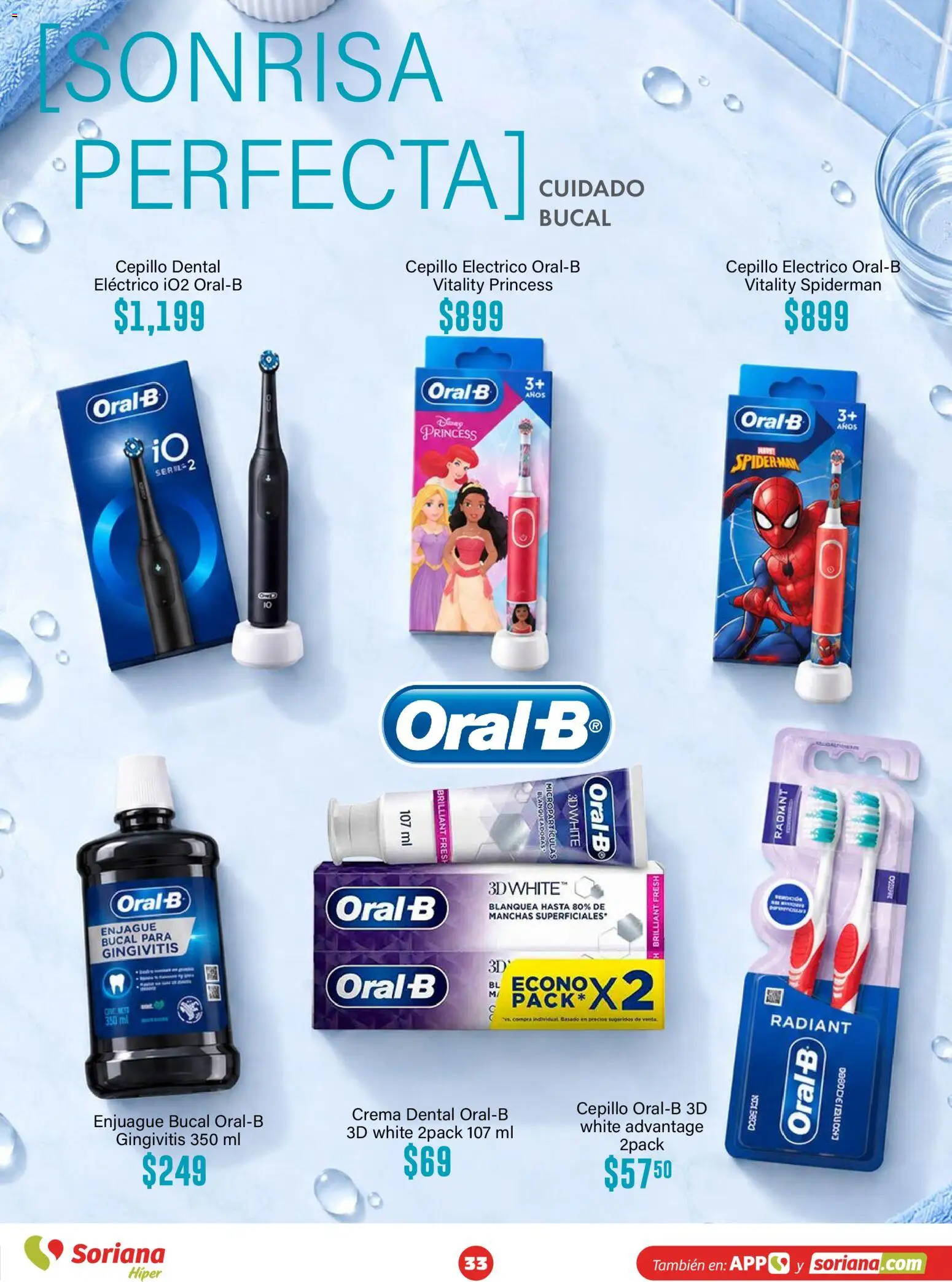 Nuevas ofertas de Soriana válidas en toda la República Mexicana desde el 30/09/2026. ¡Encuentra las mejores ofertas en Soriana Híper - Modo #Glowing! | Página: 33 | Productos: Enjuague bucal, Crema, Cepillo