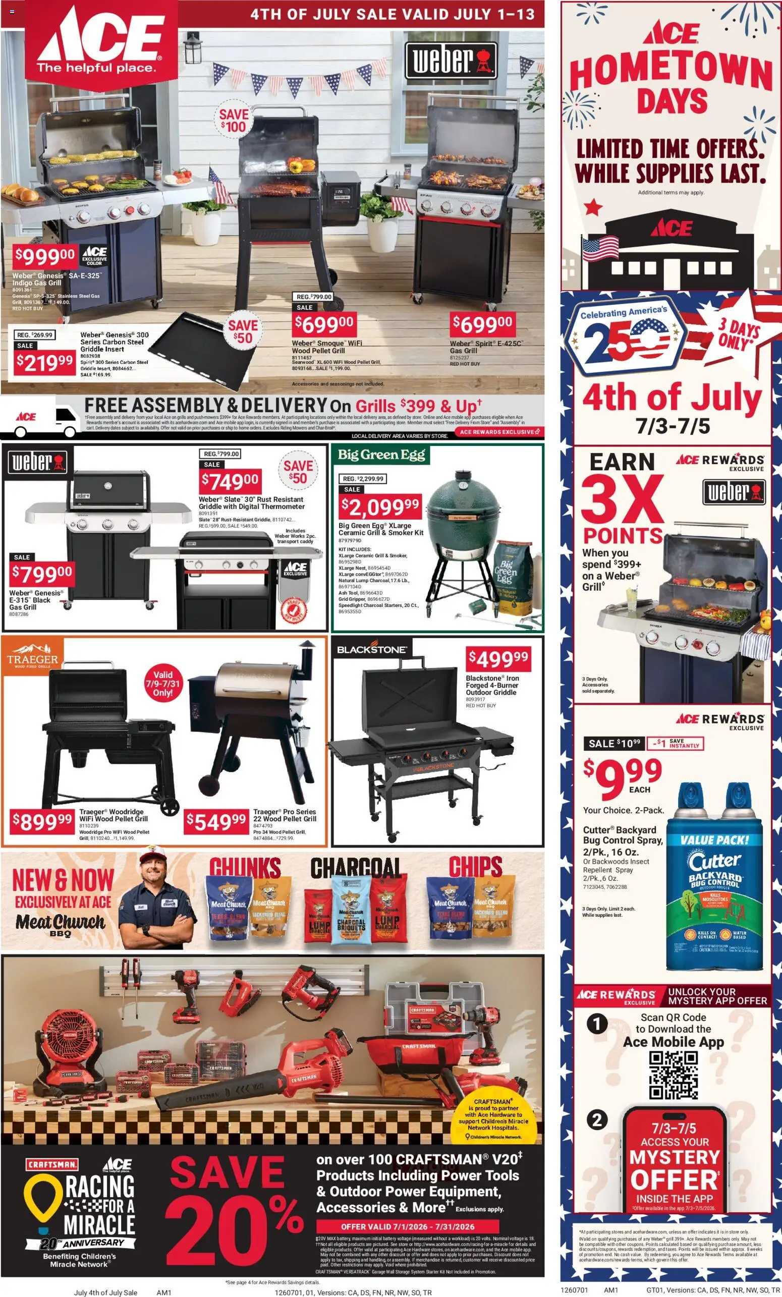 ACE Hardware Weekly Ad - valid from 07/01/2026 | Page: 1 | Products: Griddle, Starter, Cutter, Grill