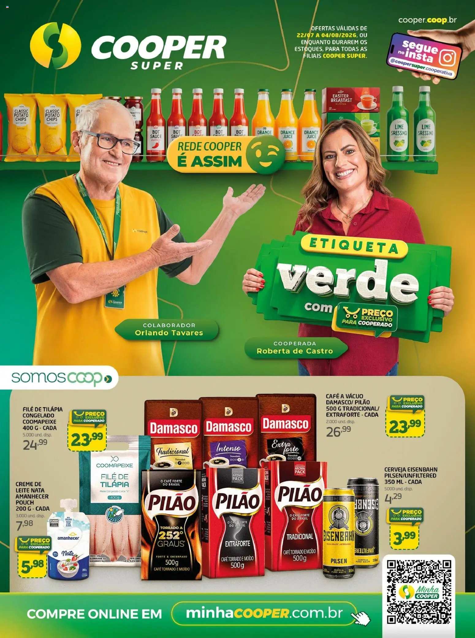 Cooper Folheto - válido de 22/07/2026 | Página: 1 | Produtos: Eisenbahn, Leite, Creme, Filé de tilápia