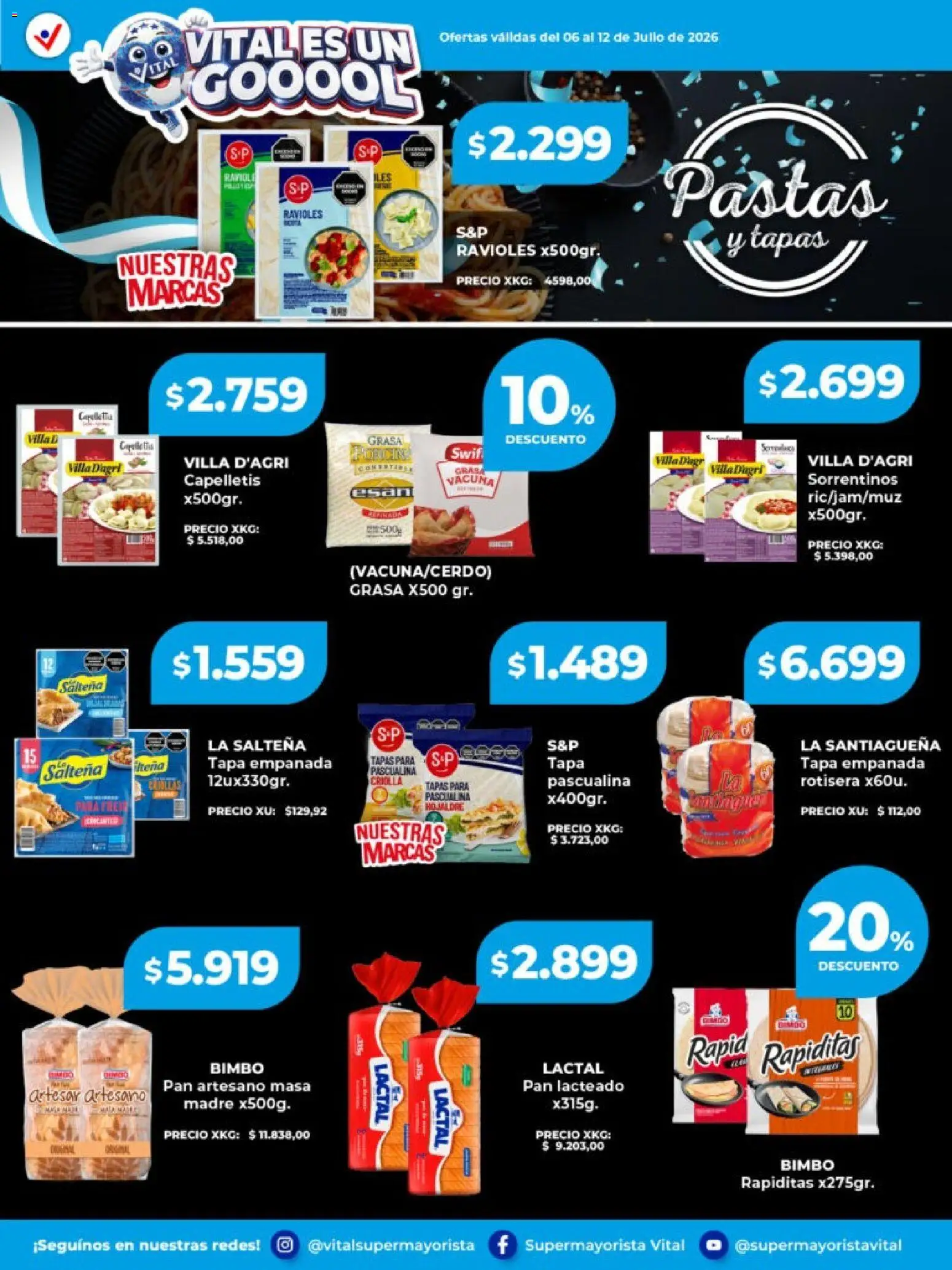 Vital - Especial de frescos │ válido desde el 06/07/2026 | Página: 6 | Productos: Pan, Ravioles