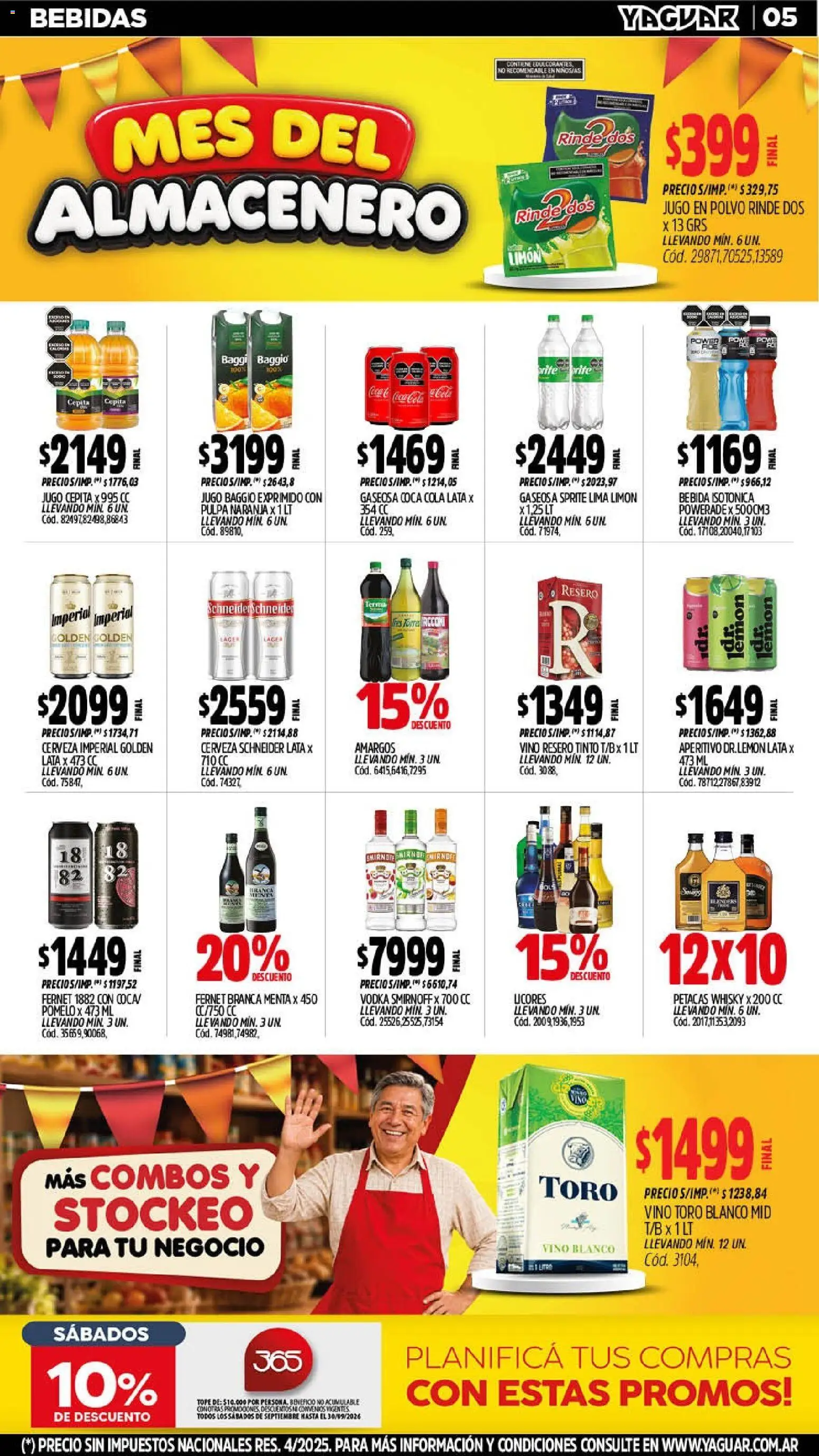 Yaguar catálogo │ válido desde el 14/09/2026 | Página: 6 | Productos: Bebida isotónica, Fernet, Limón, Jugo