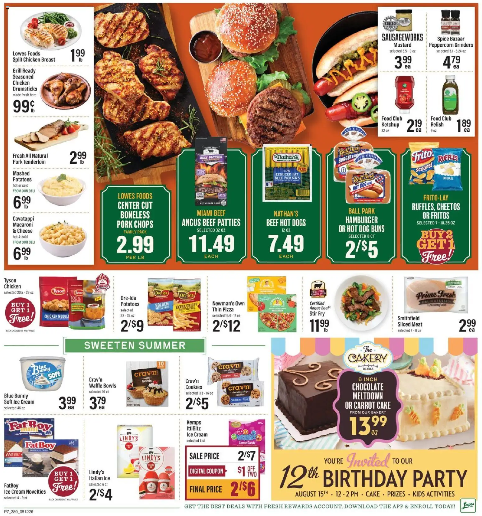 Lowes Foods Weekly Ad - valid from 08/12/2026 | Page: 12 | Products: Pork, Beef, Potatoes, Ice