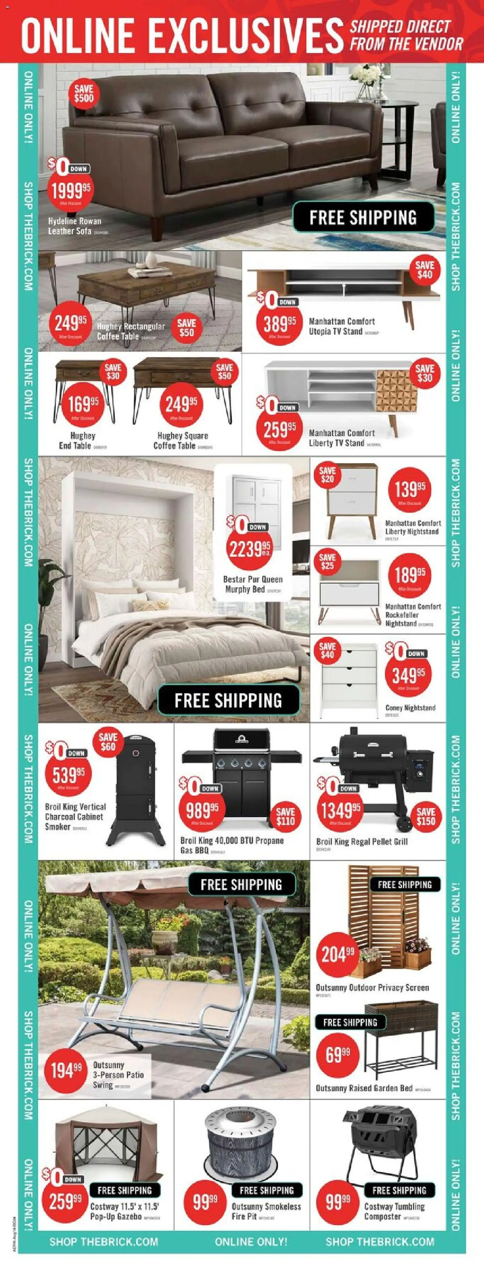 The Brick flyer valid from Aug 13, 2026 | Page: 15 | Products: Table, Cabinet, Charcoal, Coffee