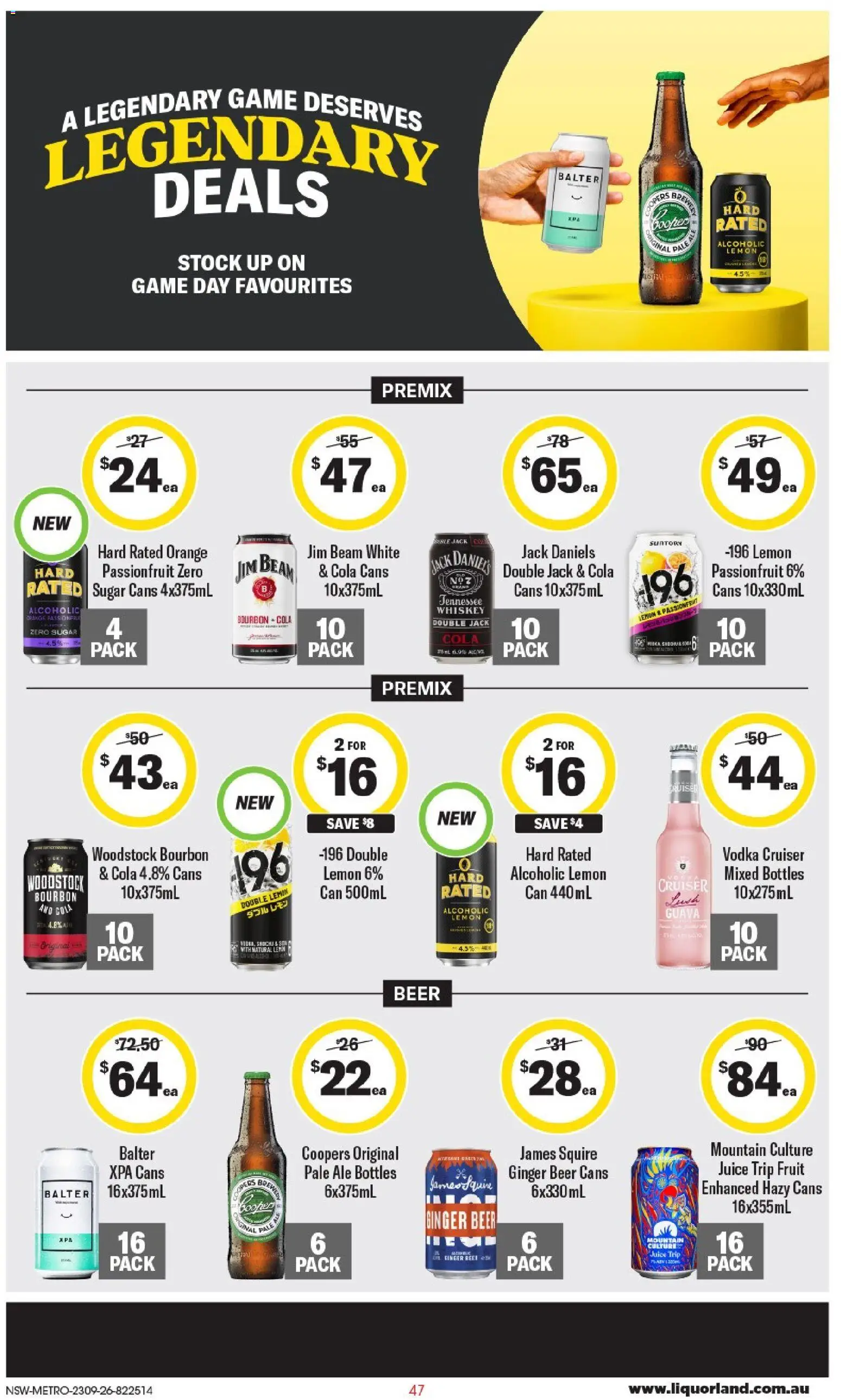 Coles catalogue - valid from 23/09/2026 | Page: 47 | Products: Beer, Passionfruit, Vodka, Whiskey