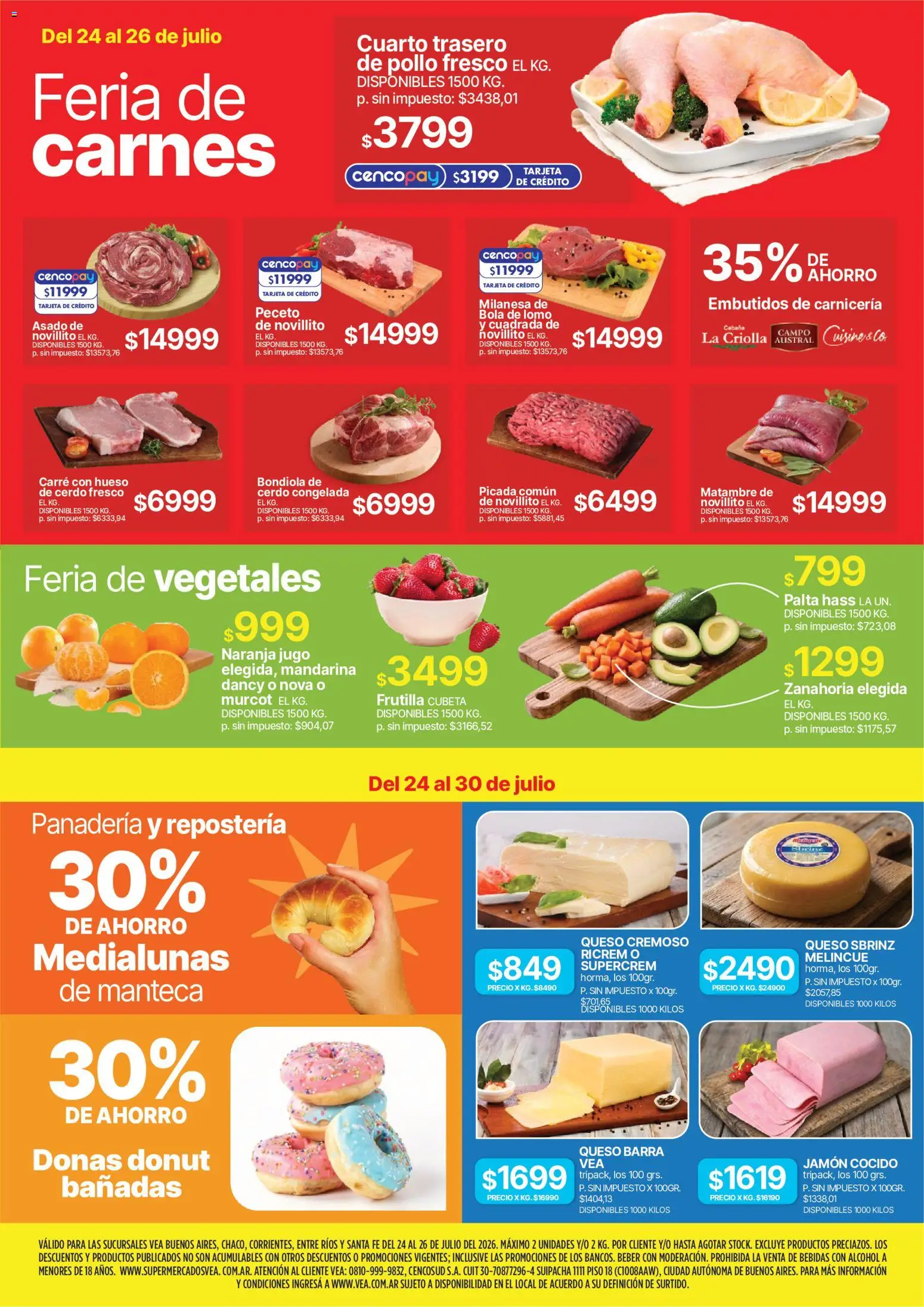 Vea - Fin de semana de ahorro │ válido desde el 24/07/2026 | Página: 2 | Productos: Pollo, Jamón cocido, Palta, Cerdo