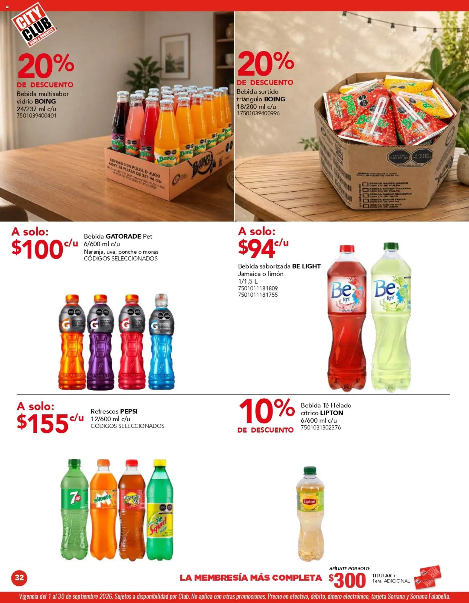 Nuevas ofertas de City Club válidas en toda la República Mexicana desde el 01/09/2026. ¡Encuentra las mejores ofertas en City Club catálogo! | Página: 32 | Productos: Té helado, Mango, Uva, Bebidas