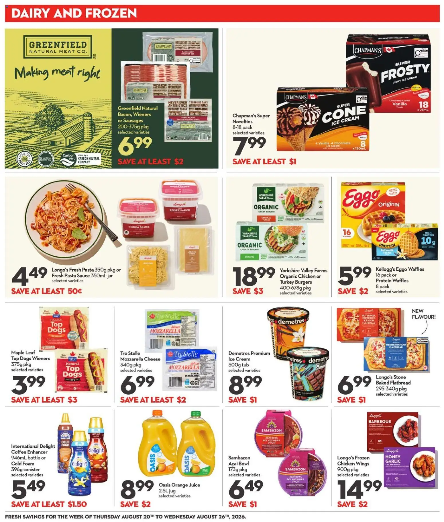 Longo's flyer valid from Aug 20, 2026 | Page: 11 | Products: Foam, Vanilla, Coffee, Protein