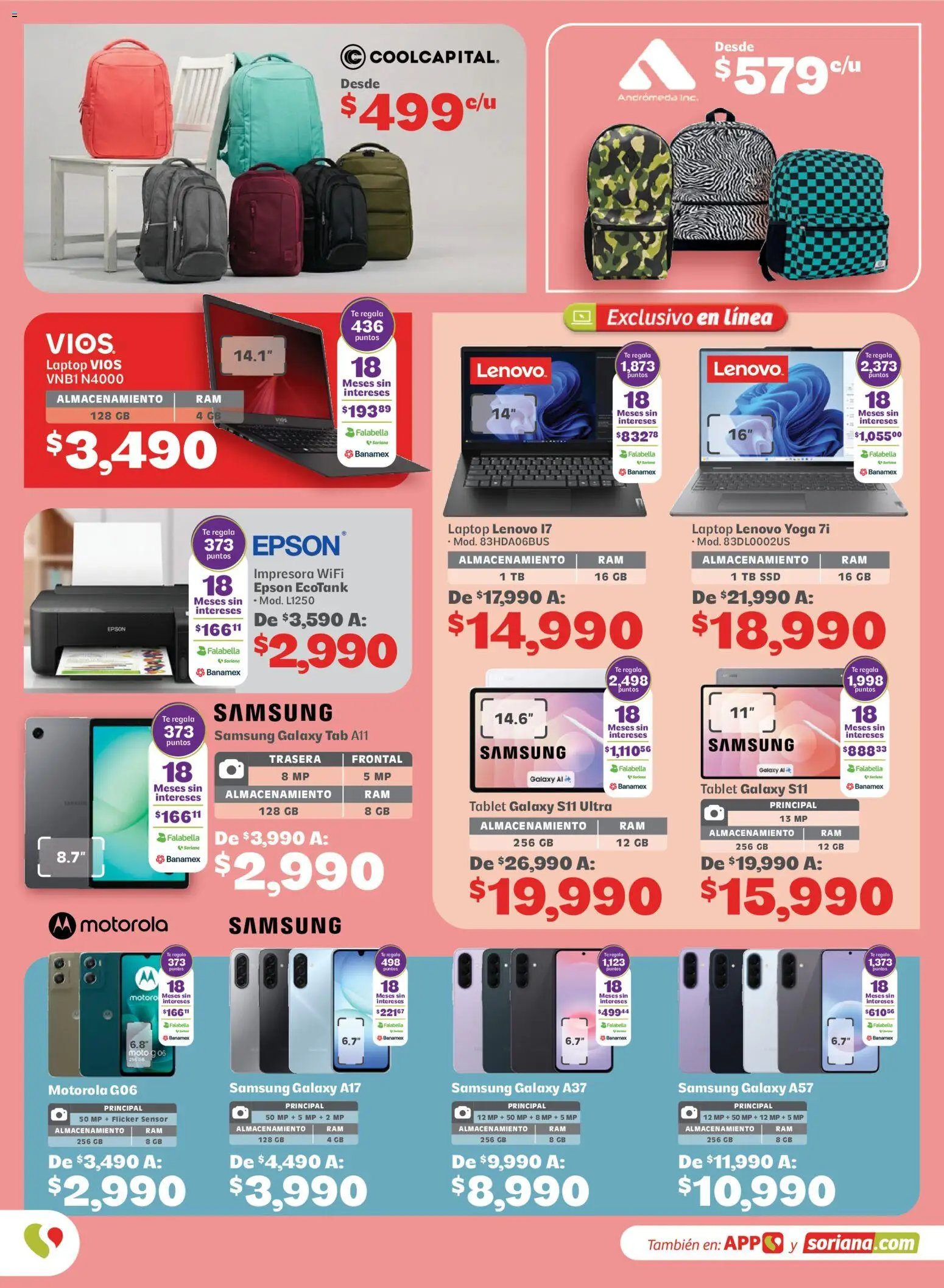 Nuevas ofertas de Soriana válidas en toda la República Mexicana desde el 20/07/2026. ¡Encuentra las mejores ofertas en Soriana Regresa a clases ¡Bien listo! Híper Nacional! | Página: 8 | Productos: Tablet, Impresora, Té