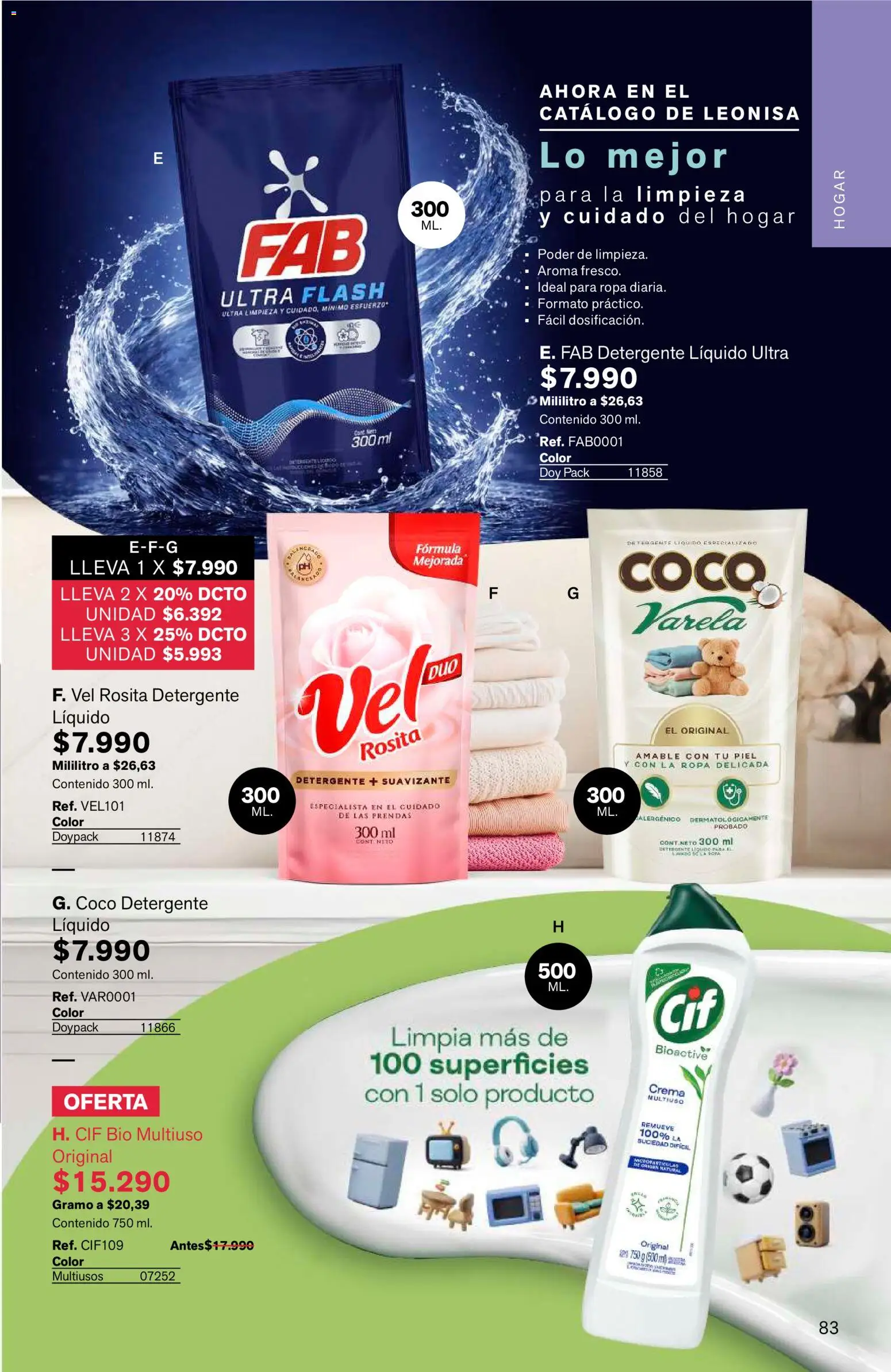 Leonisa revista - valida desde el 15/07/2026 | Página: 83 | Productos: Detergente líquido, Suavizante, Coco, Detergente