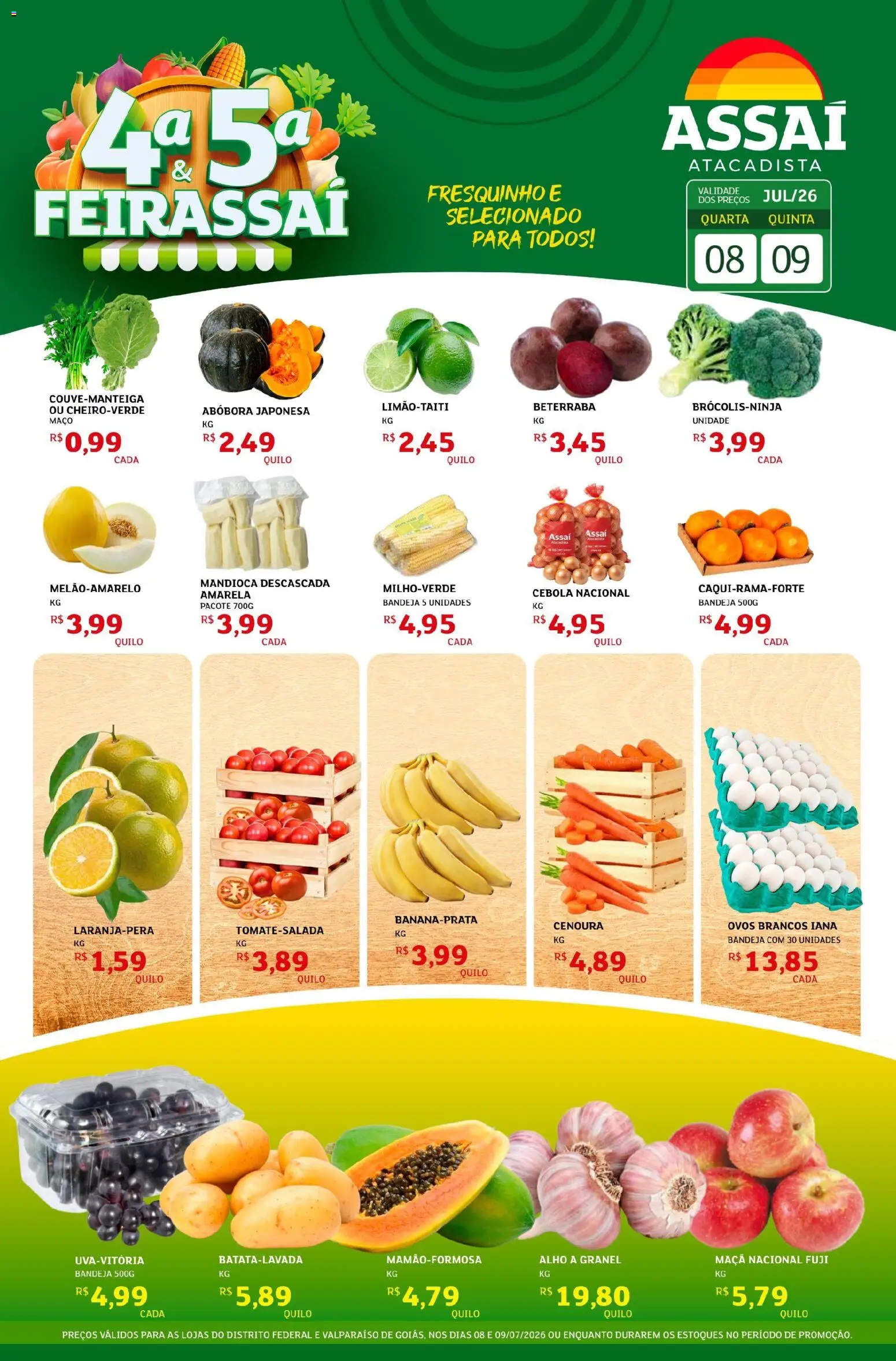 Assaí Atacadista Folheto - válido de 08/07/2026 | Página: 1 | Produtos: Beterraba, Cebola, Cenoura, Bandeja