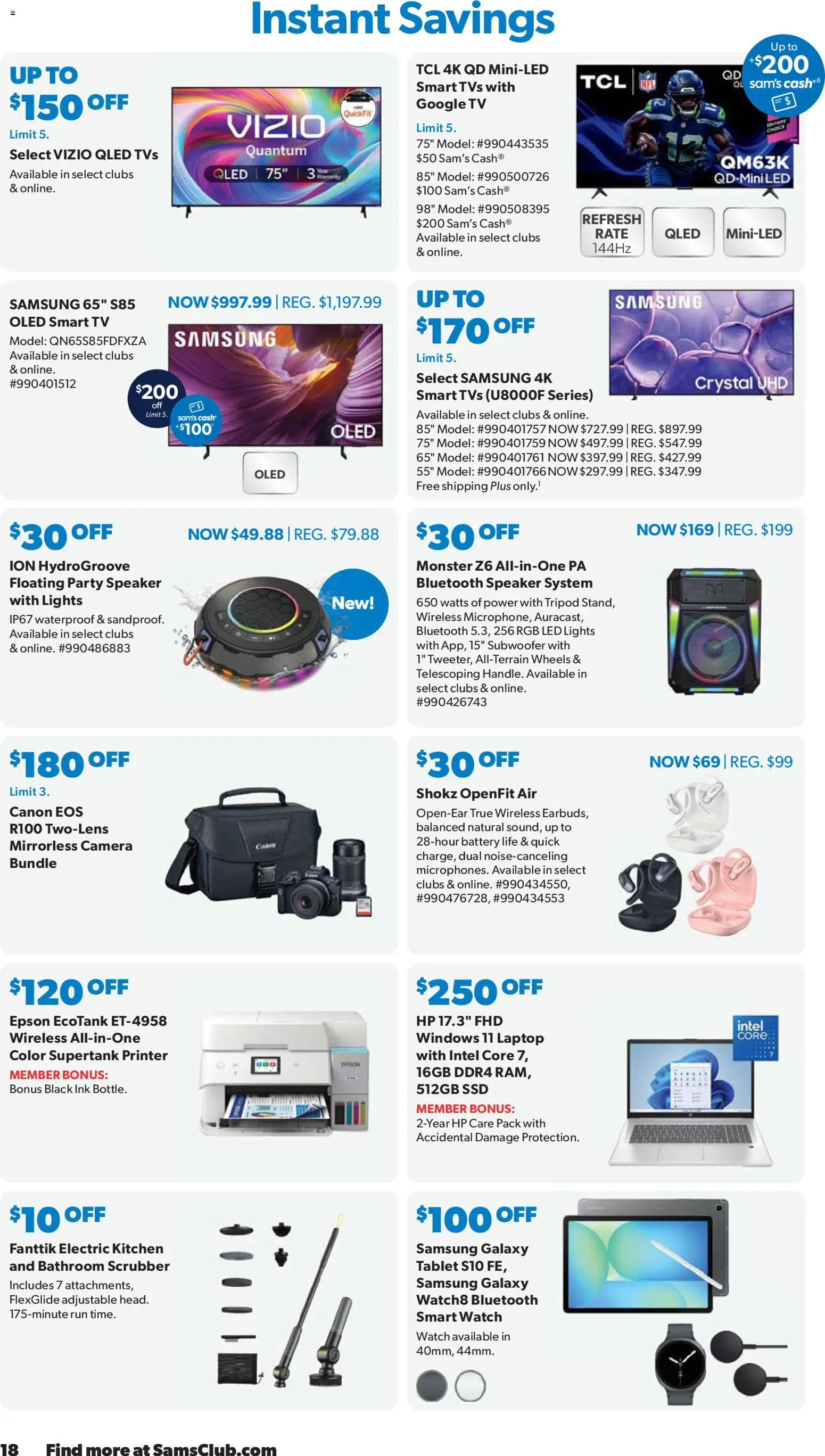 Sam's Club Weekly Ad - valid from 29.04.2026 | Page: 18 | Products: Printer, Camera, Laptop, SSD