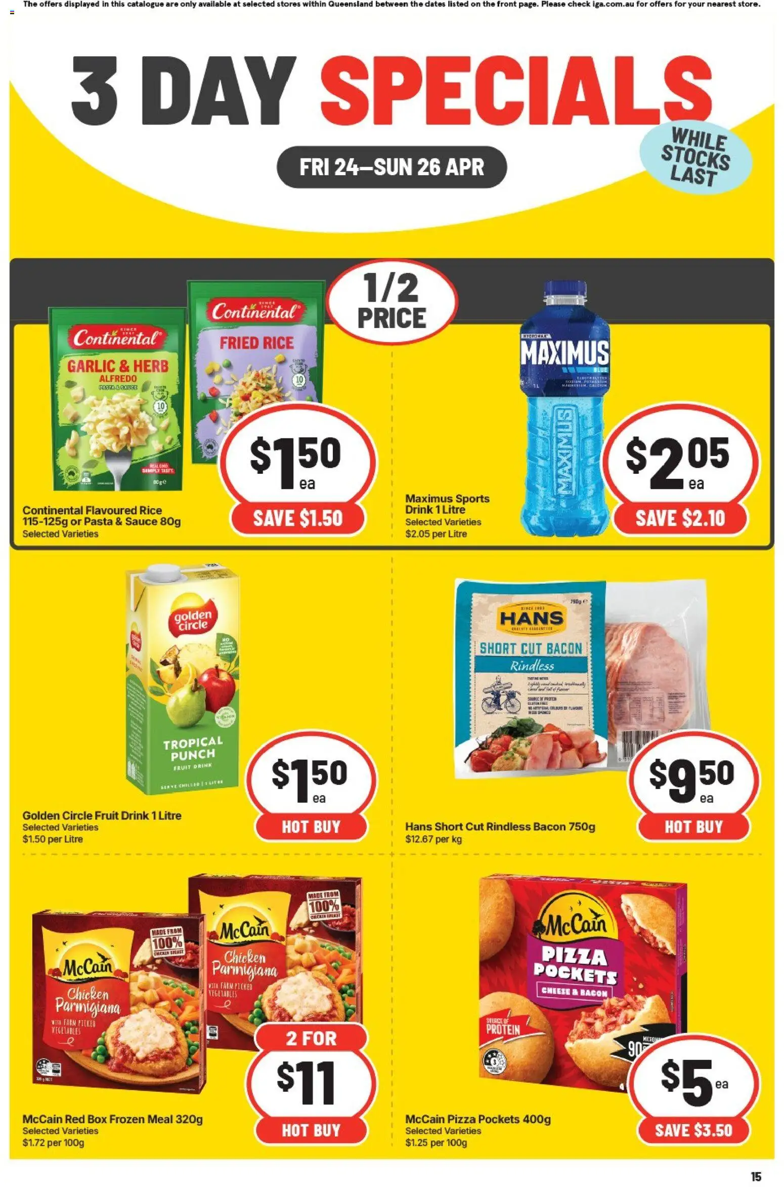 IGA catalogue - valid from 24.04.2026 | Page: 3 | Products: Herb, Pizza, Chicken, Rice