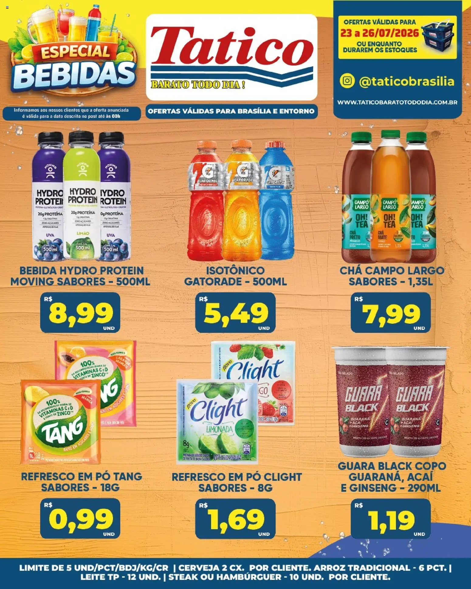 Tatico Folheto - válido de 25/07/2026 | Página: 44 | Produtos: Creatina, Arroz, Bebida, Açaí